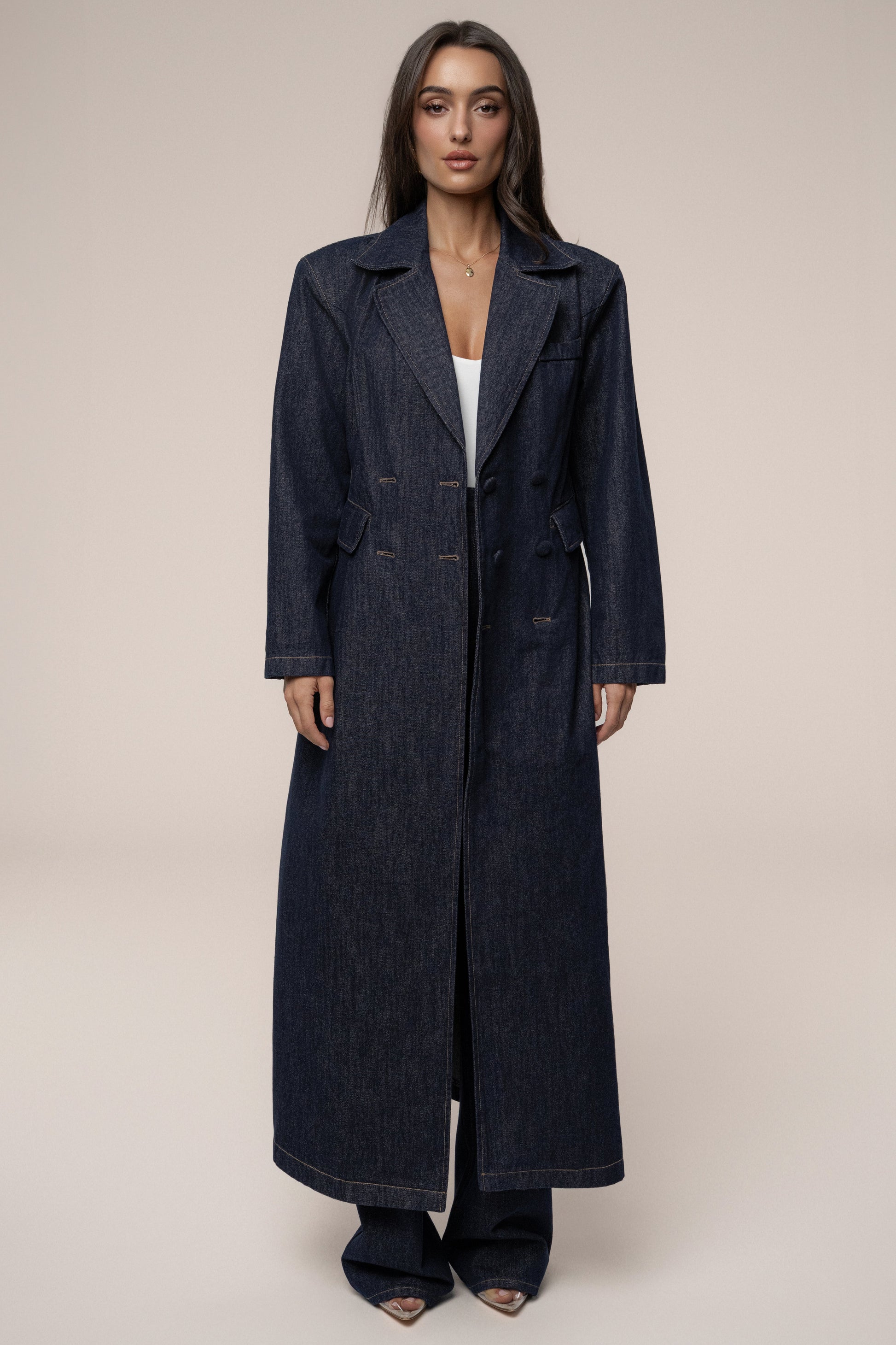 Dark Denim Signature Coat JLUXLABEL