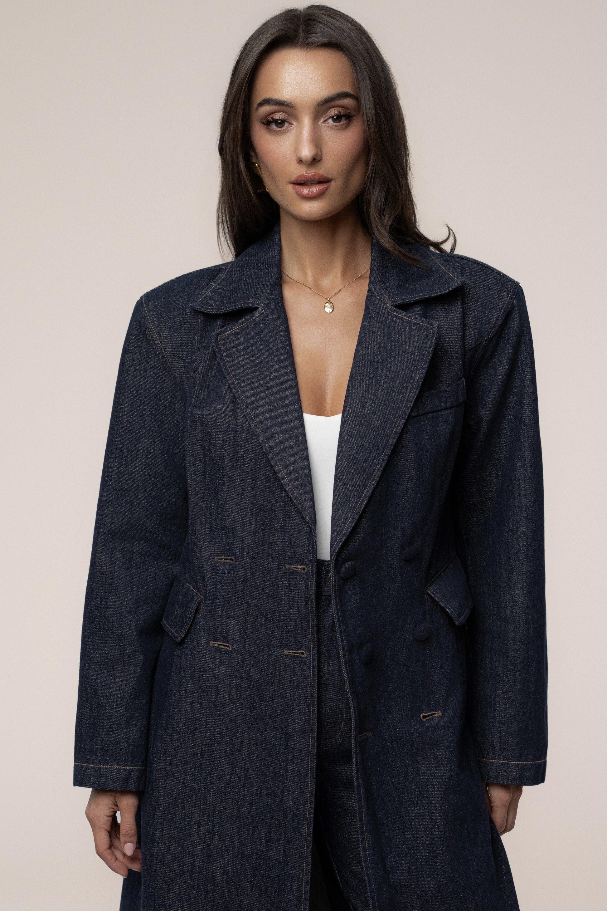 Dark Denim Signature Coat JLUXLABEL