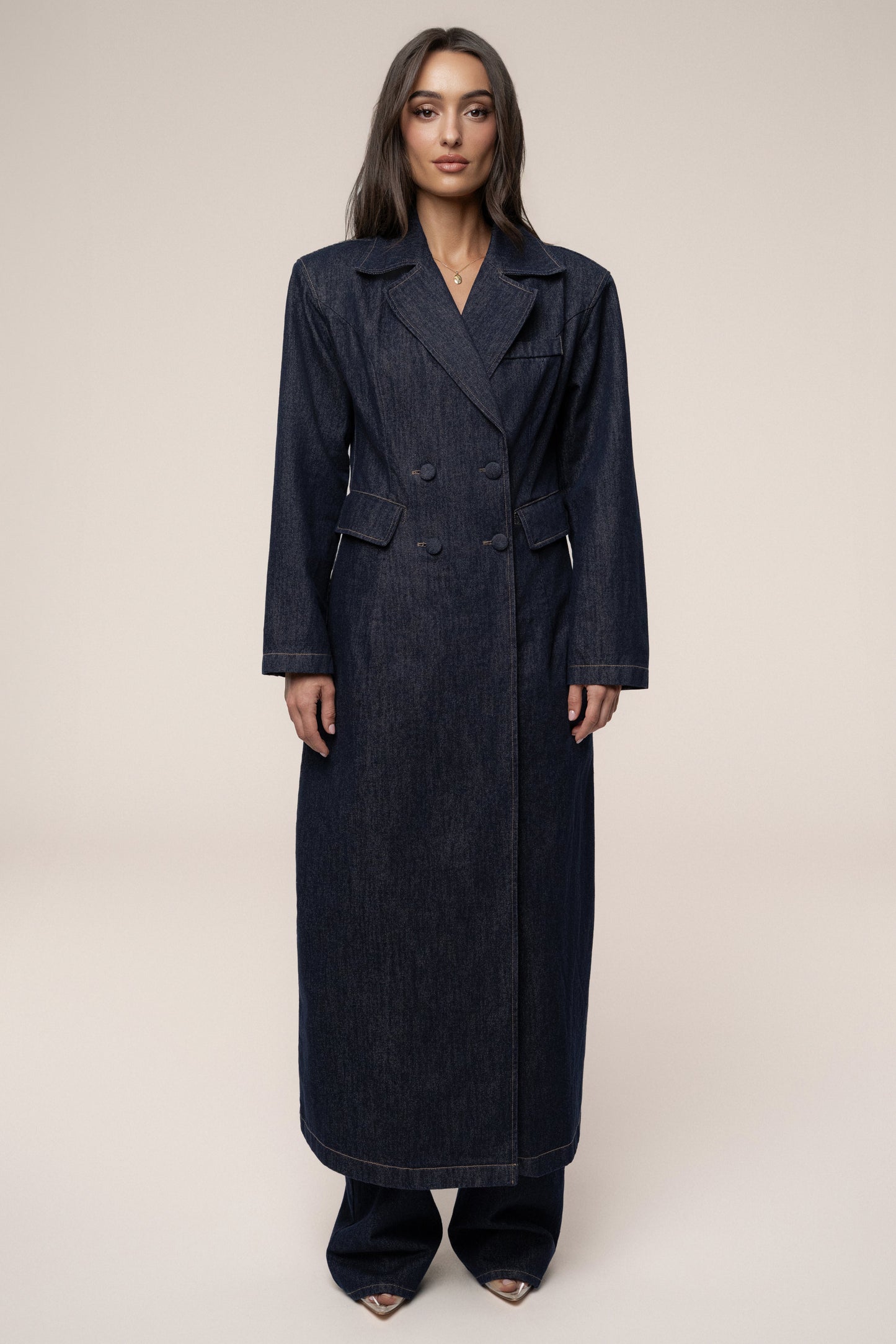 Dark Denim Signature Coat JLUXLABEL