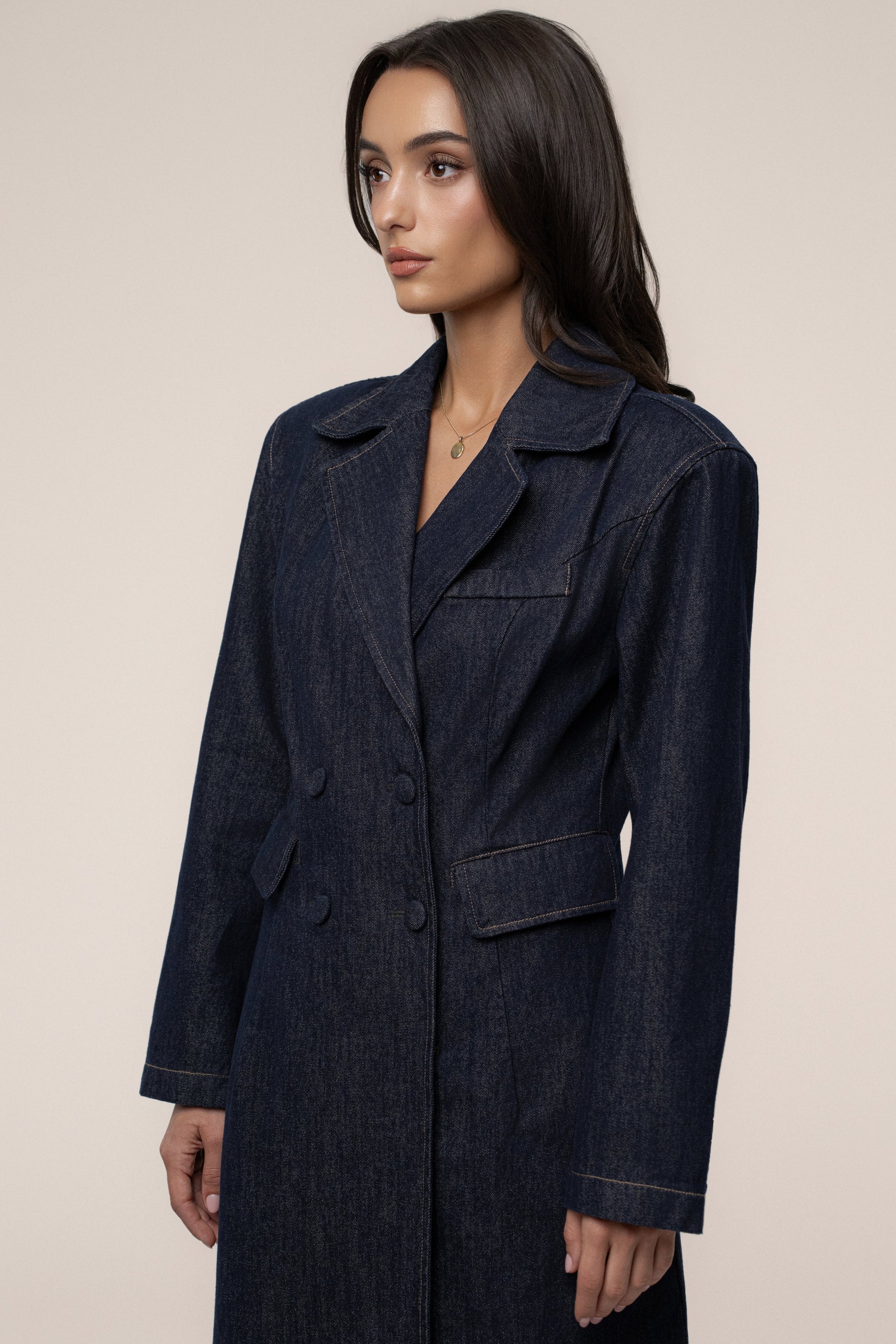 Dark Denim Signature Coat JLUXLABEL