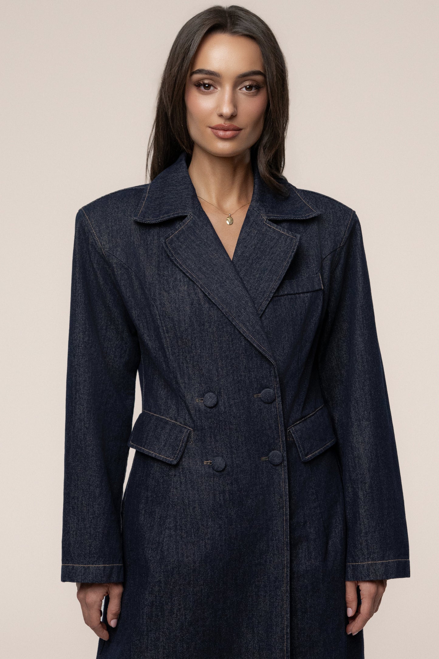 Dark Denim Signature Coat JLUXLABEL