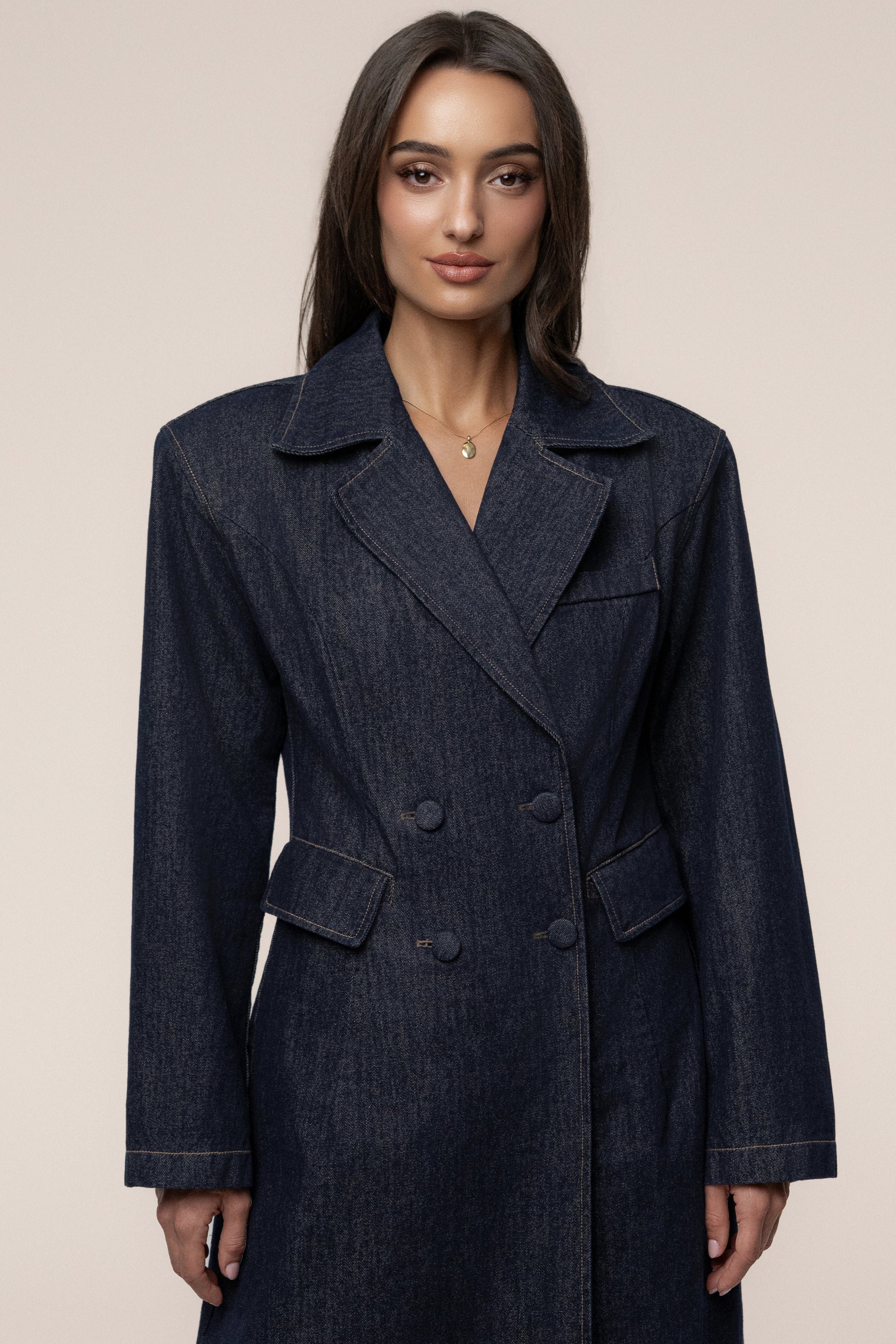 Dark Denim Signature Coat JLUXLABEL