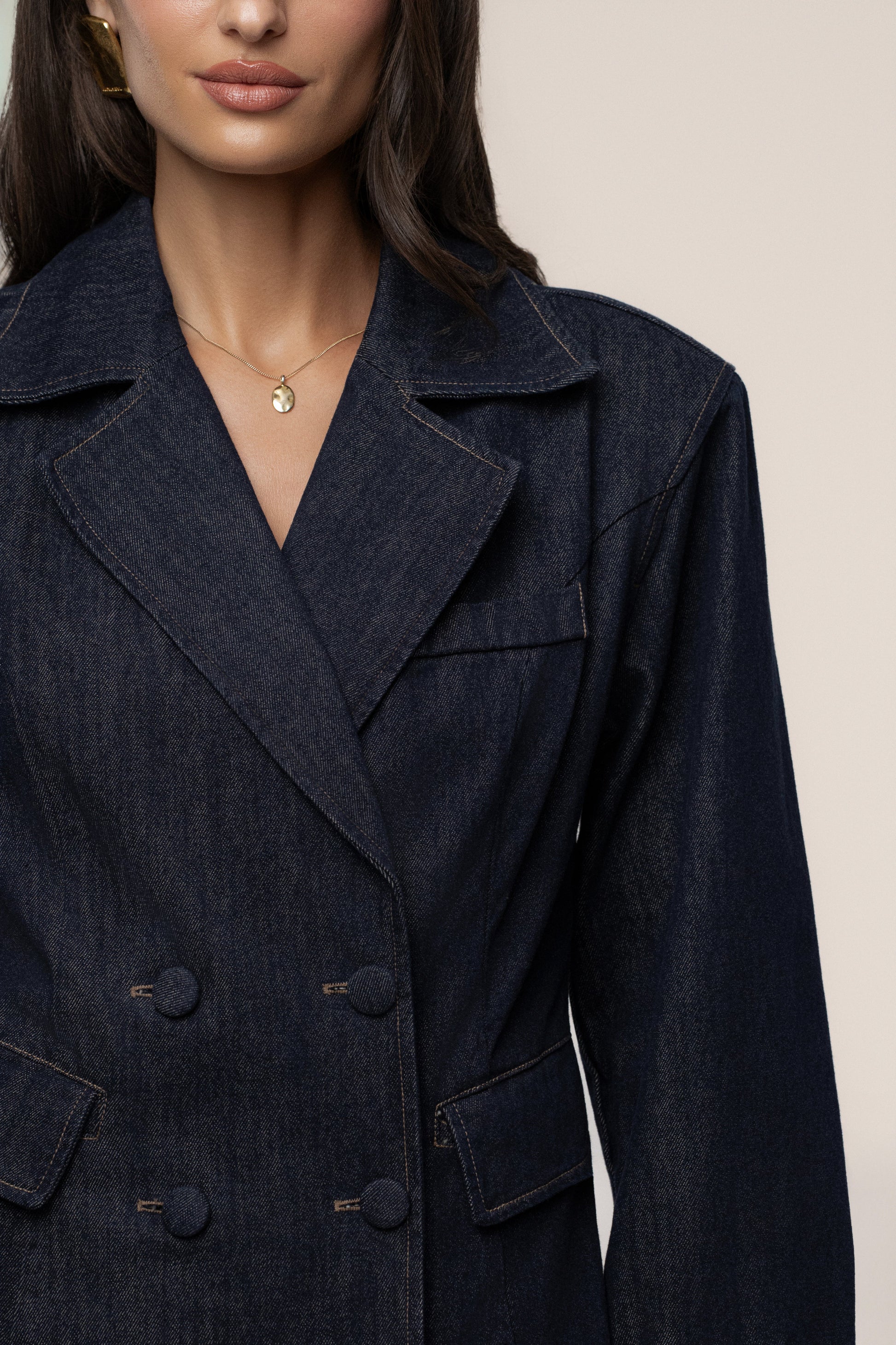 Dark Denim Signature Coat JLUXLABEL