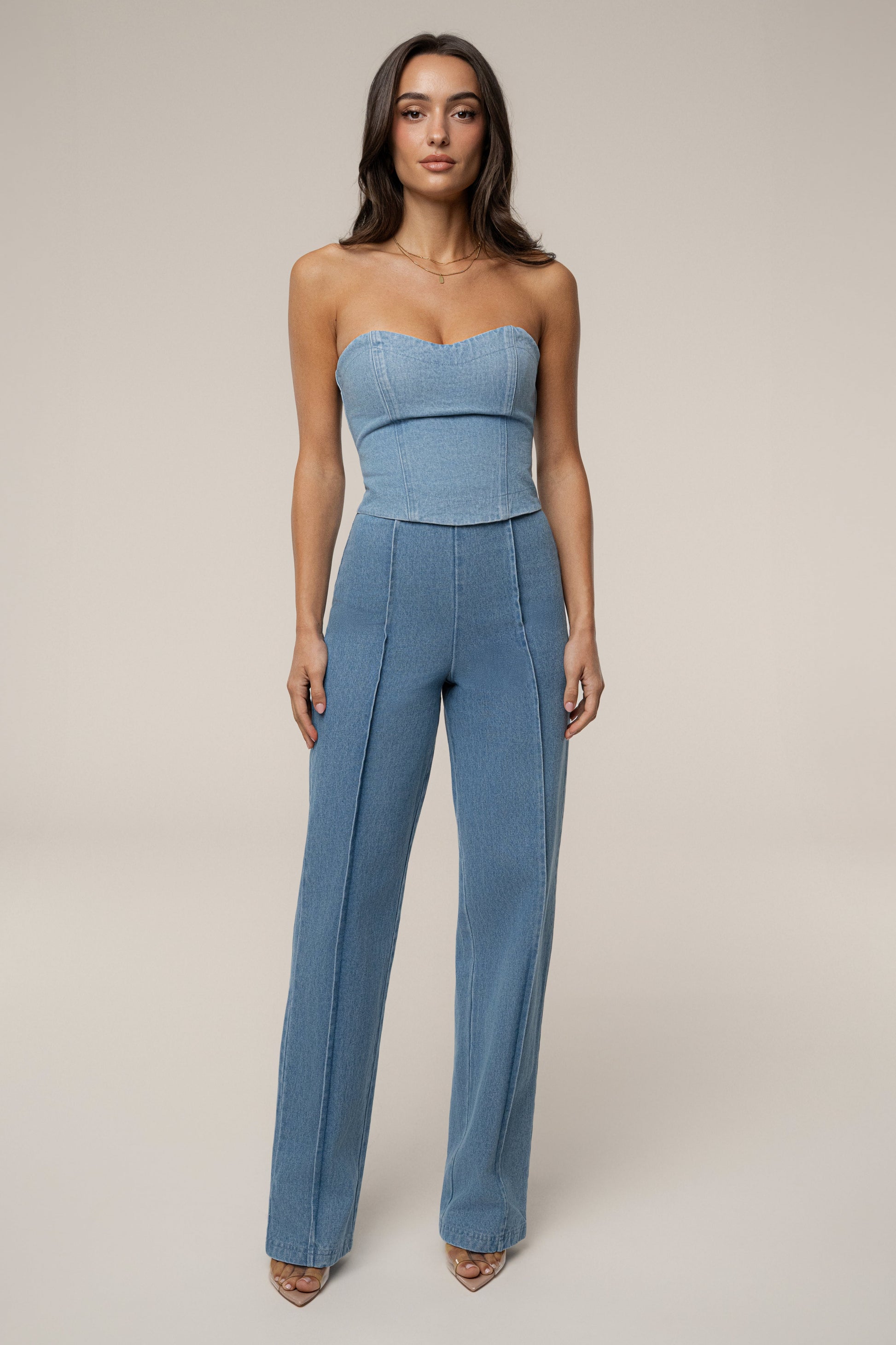 Medium Wash All You Need Denim Corset JLUXLABEL