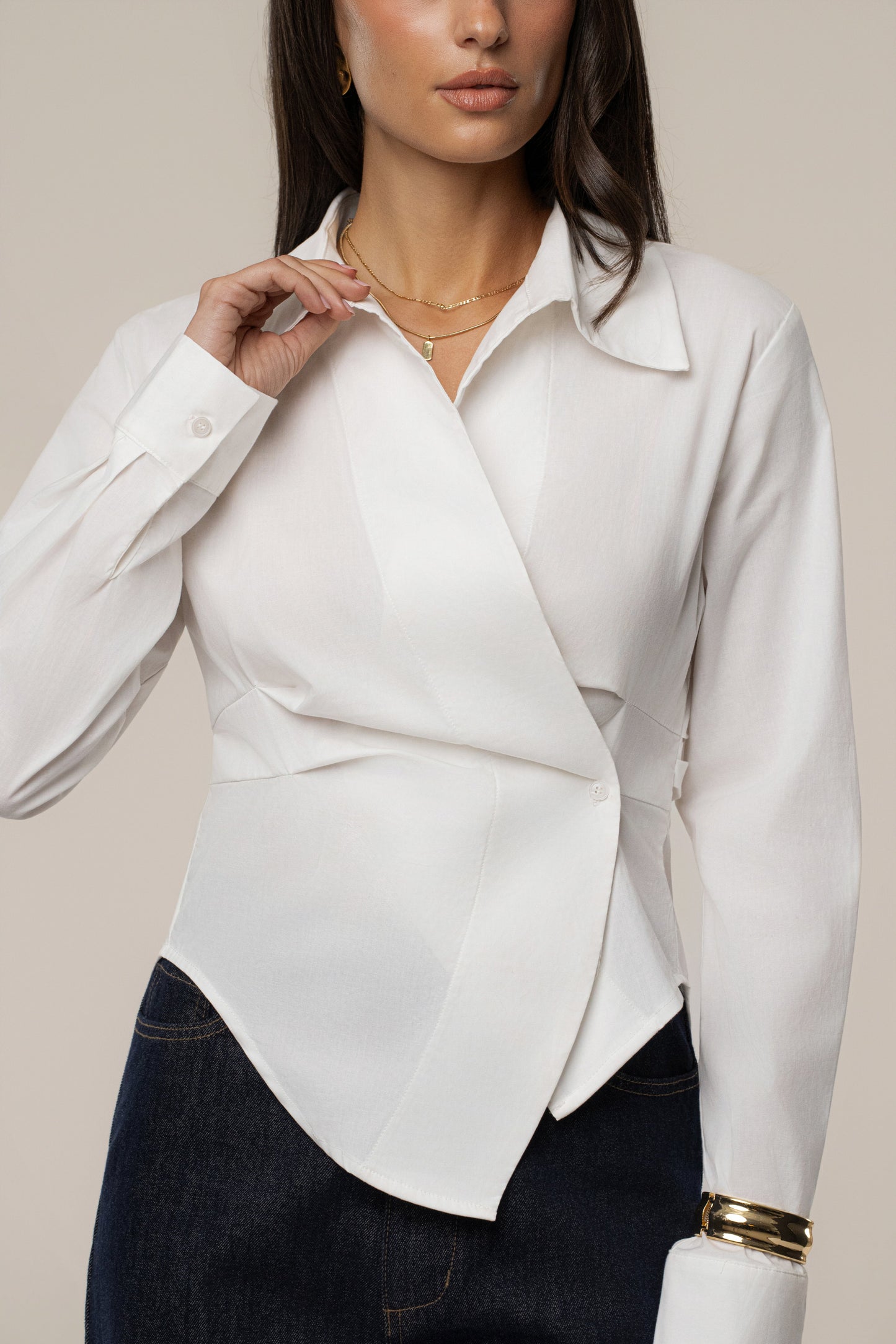 Ivory Sculpt And Form Blouse NEWFASHIONEDGE