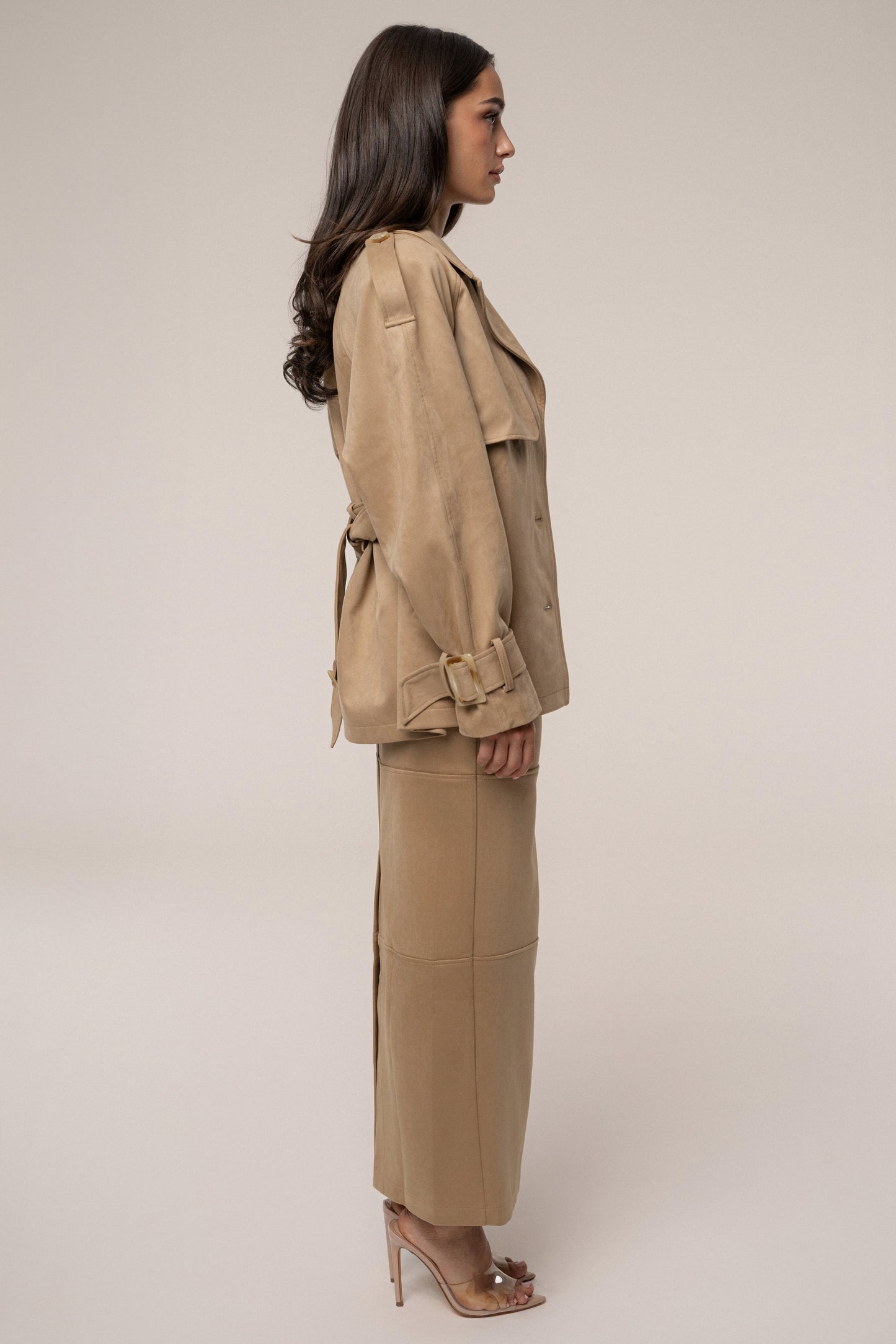 Beige Nightfall Suede Jacket JLUXLABEL