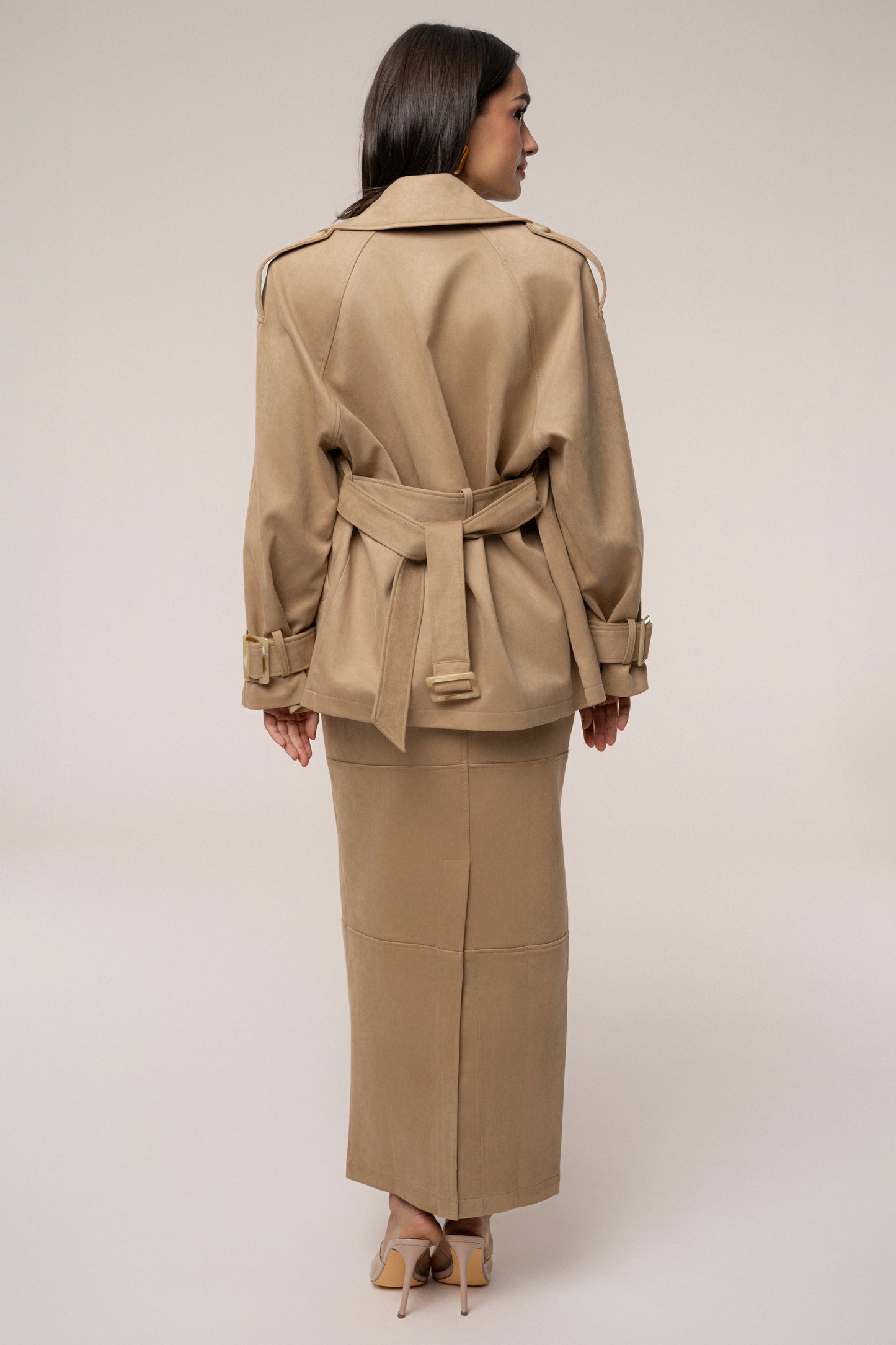 Beige Nightfall Suede Jacket JLUXLABEL
