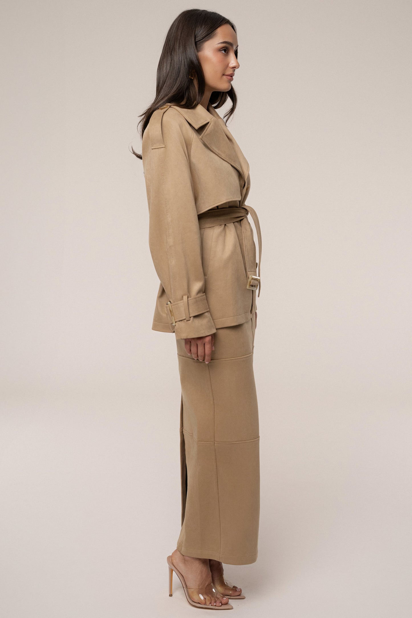 Beige Nightfall Suede Jacket JLUXLABEL