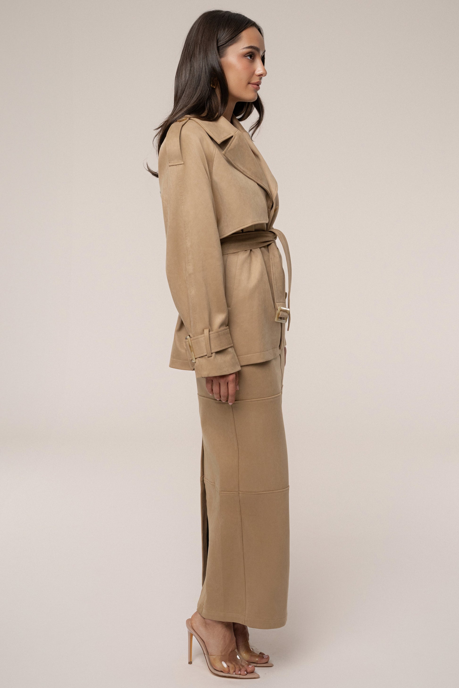 Beige Nightfall Suede Jacket JLUXLABEL