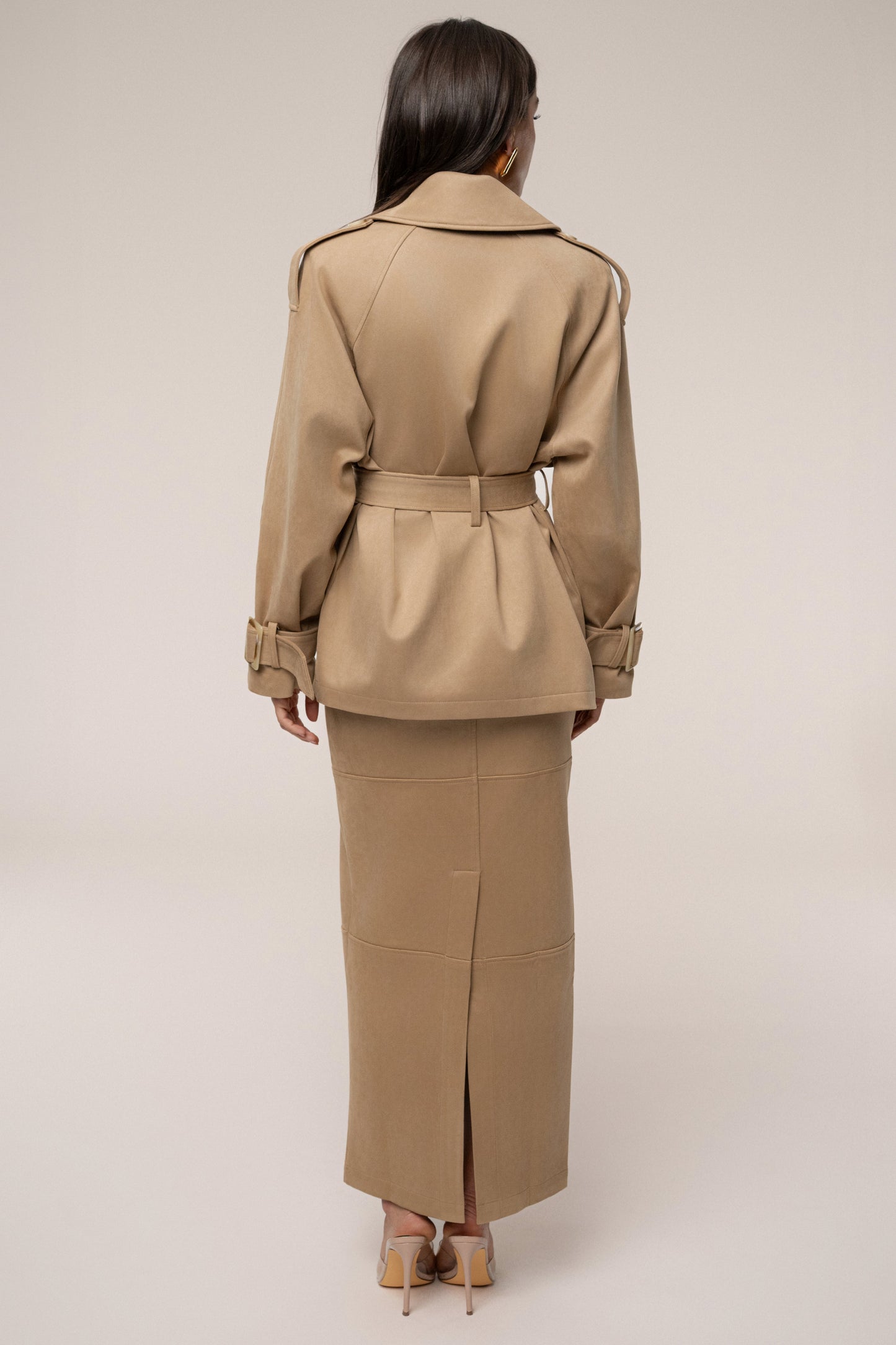 Beige Nightfall Suede Jacket JLUXLABEL