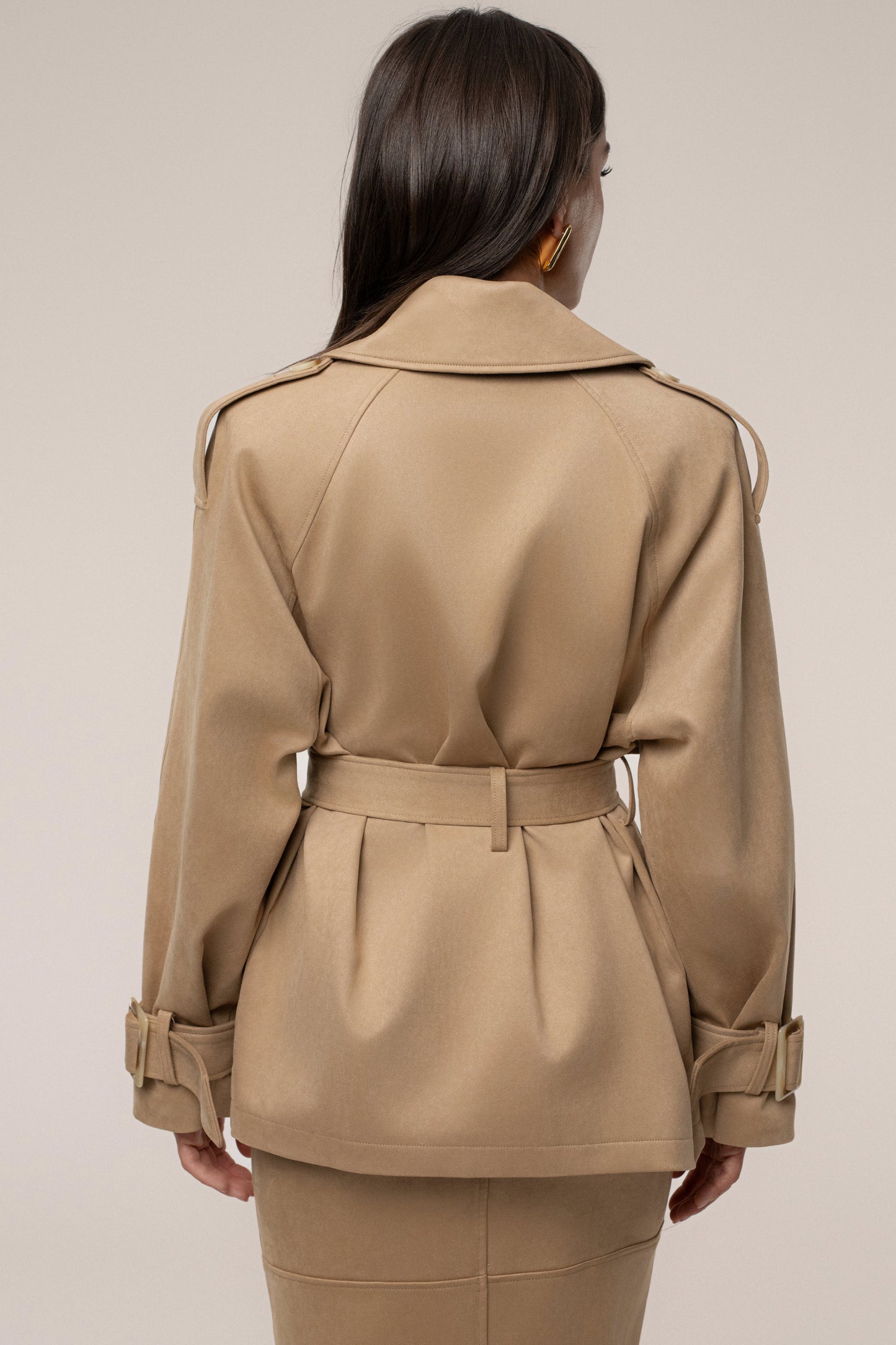 Beige Nightfall Suede Jacket JLUXLABEL