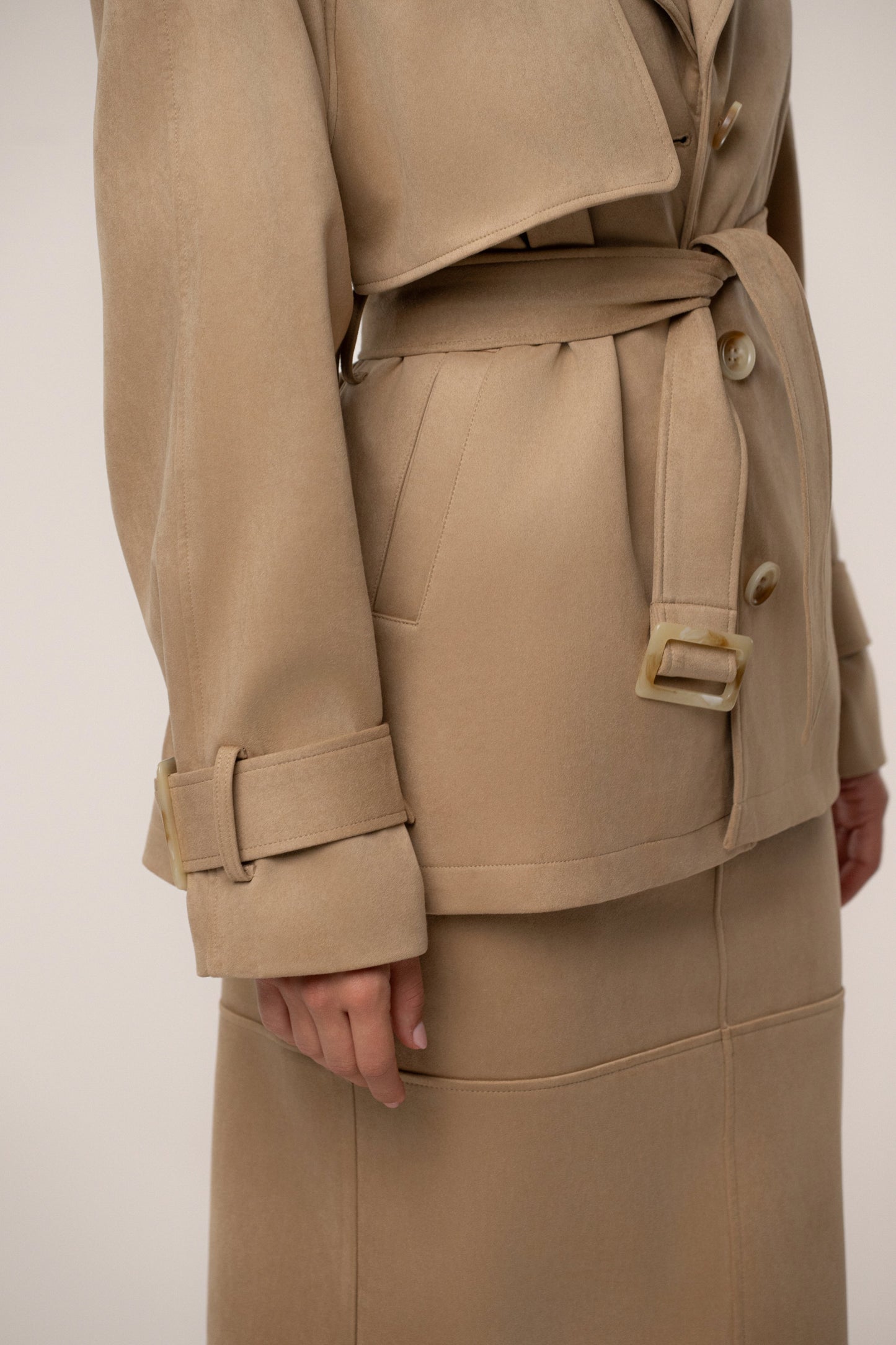 Beige Nightfall Suede Jacket JLUXLABEL