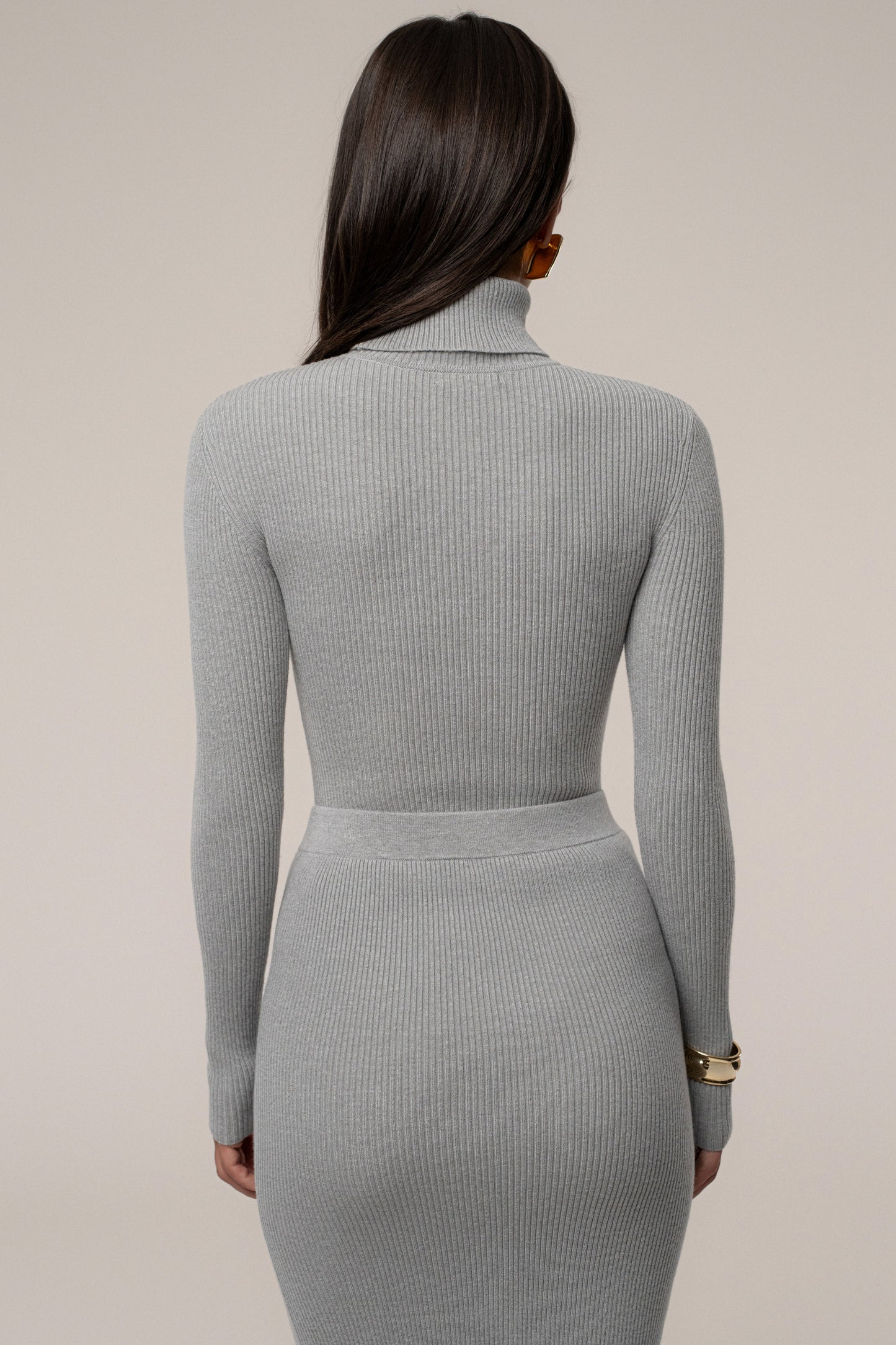 Heather Grey Arlett Turtleneck Bodysuit JLUXLABEL