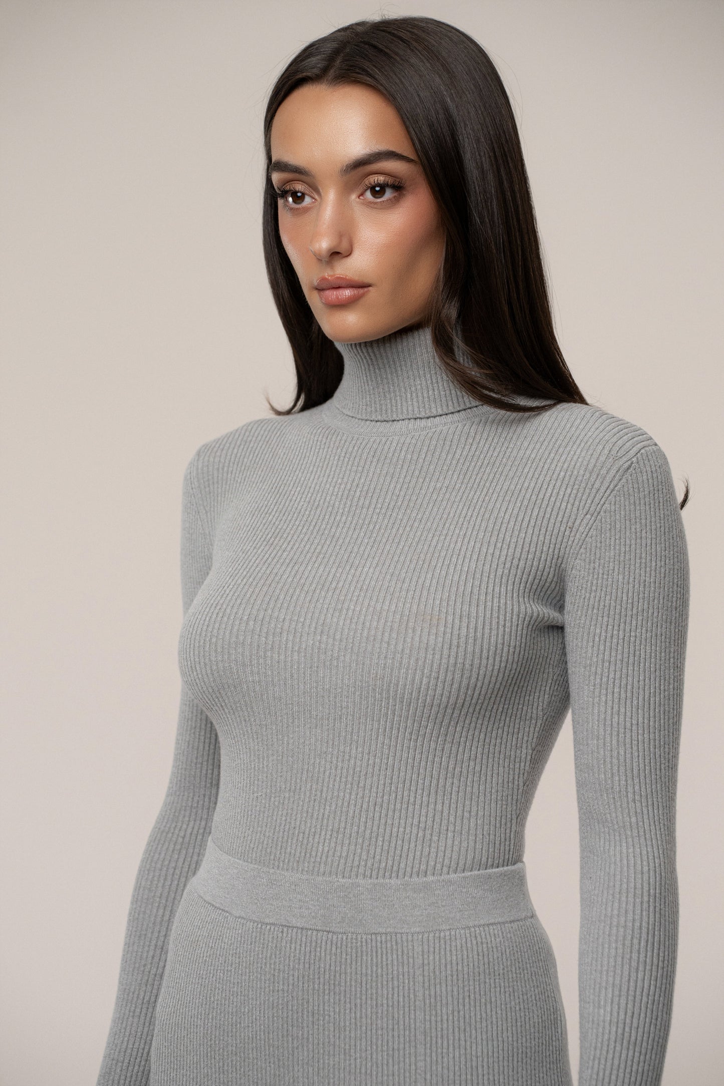 Heather Grey Arlett Turtleneck Bodysuit JLUXLABEL