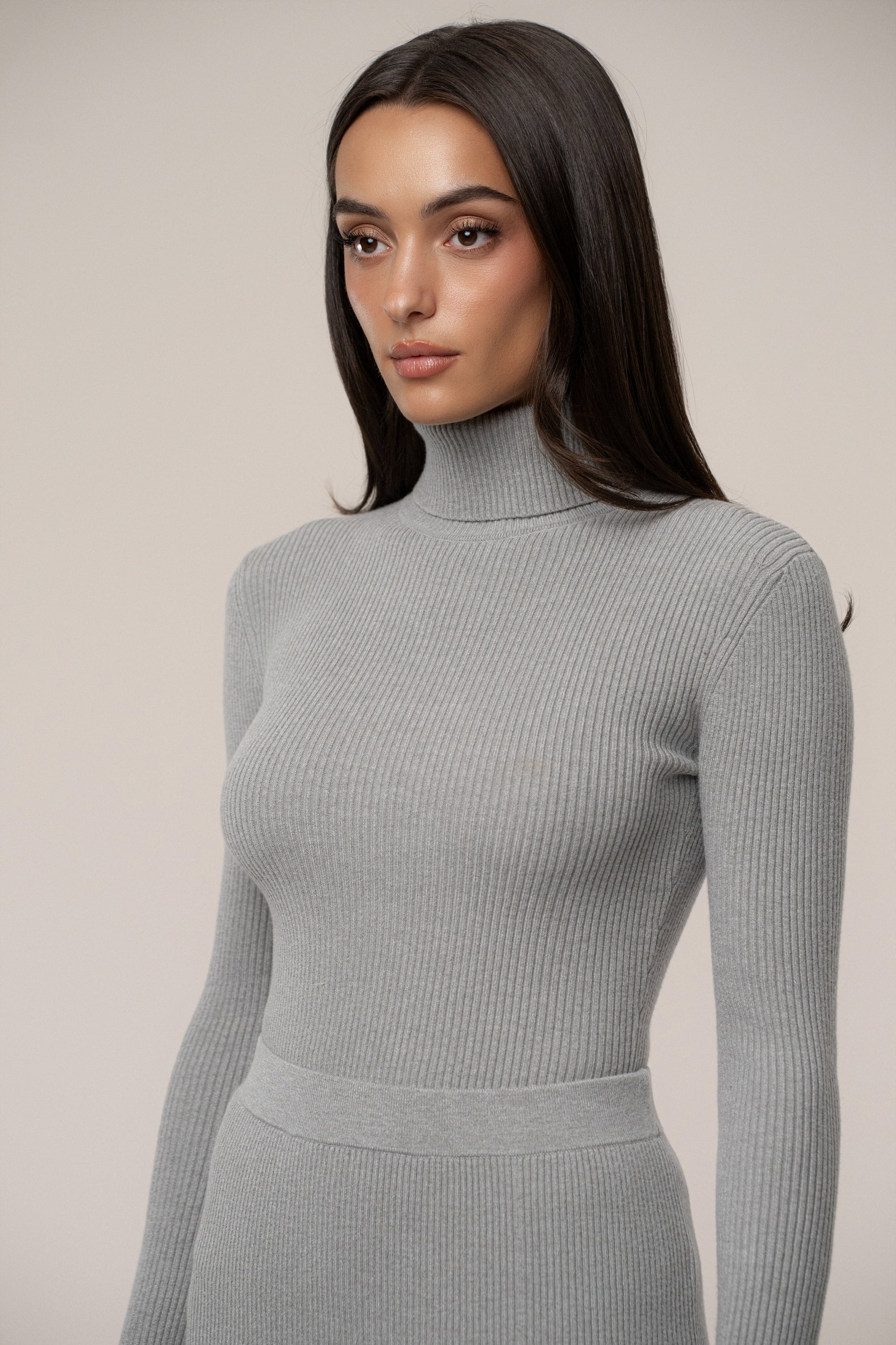 Heather Grey Arlett Turtleneck Bodysuit JLUXLABEL