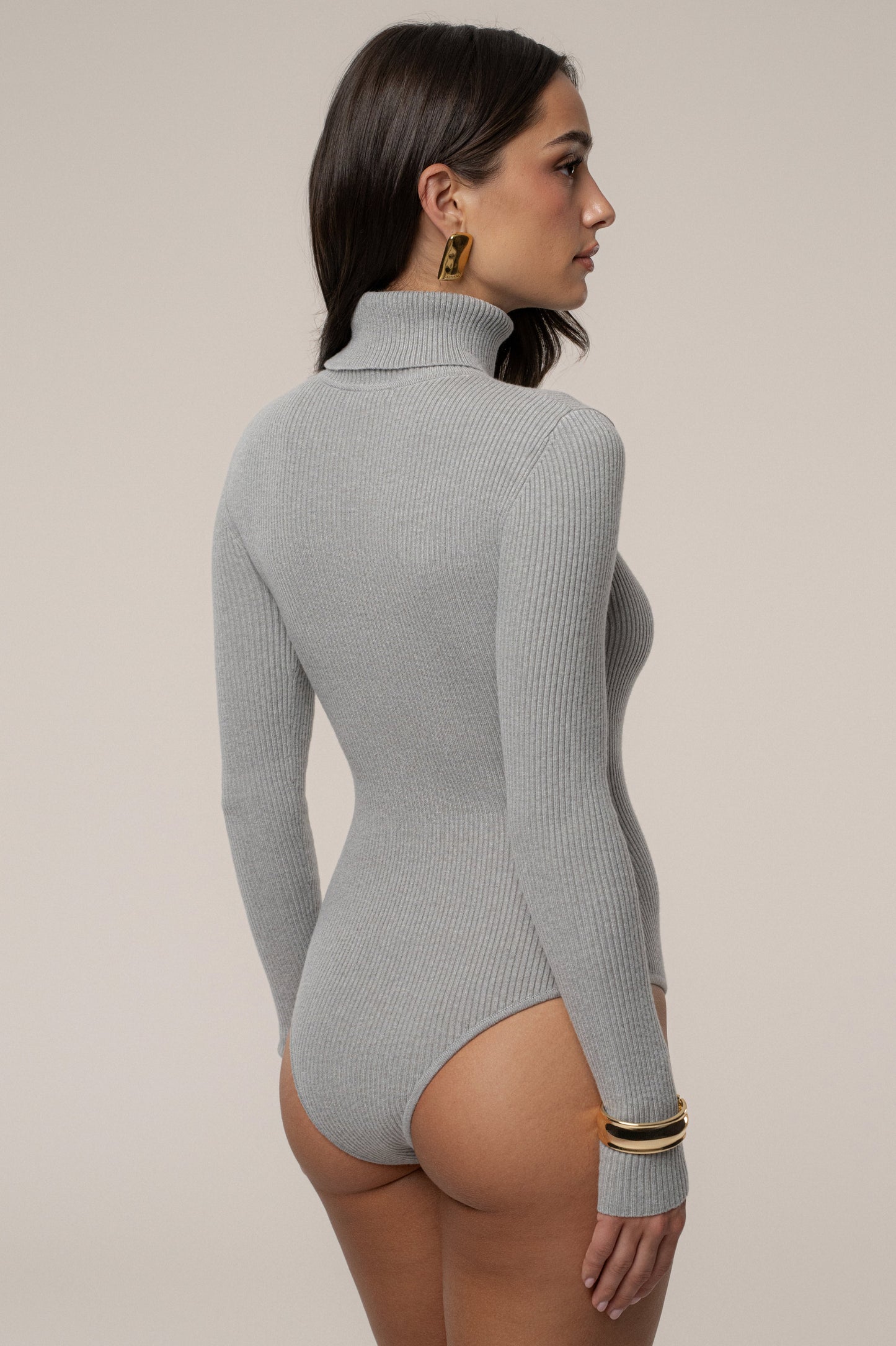 Heather Grey Arlett Turtleneck Bodysuit JLUXLABEL