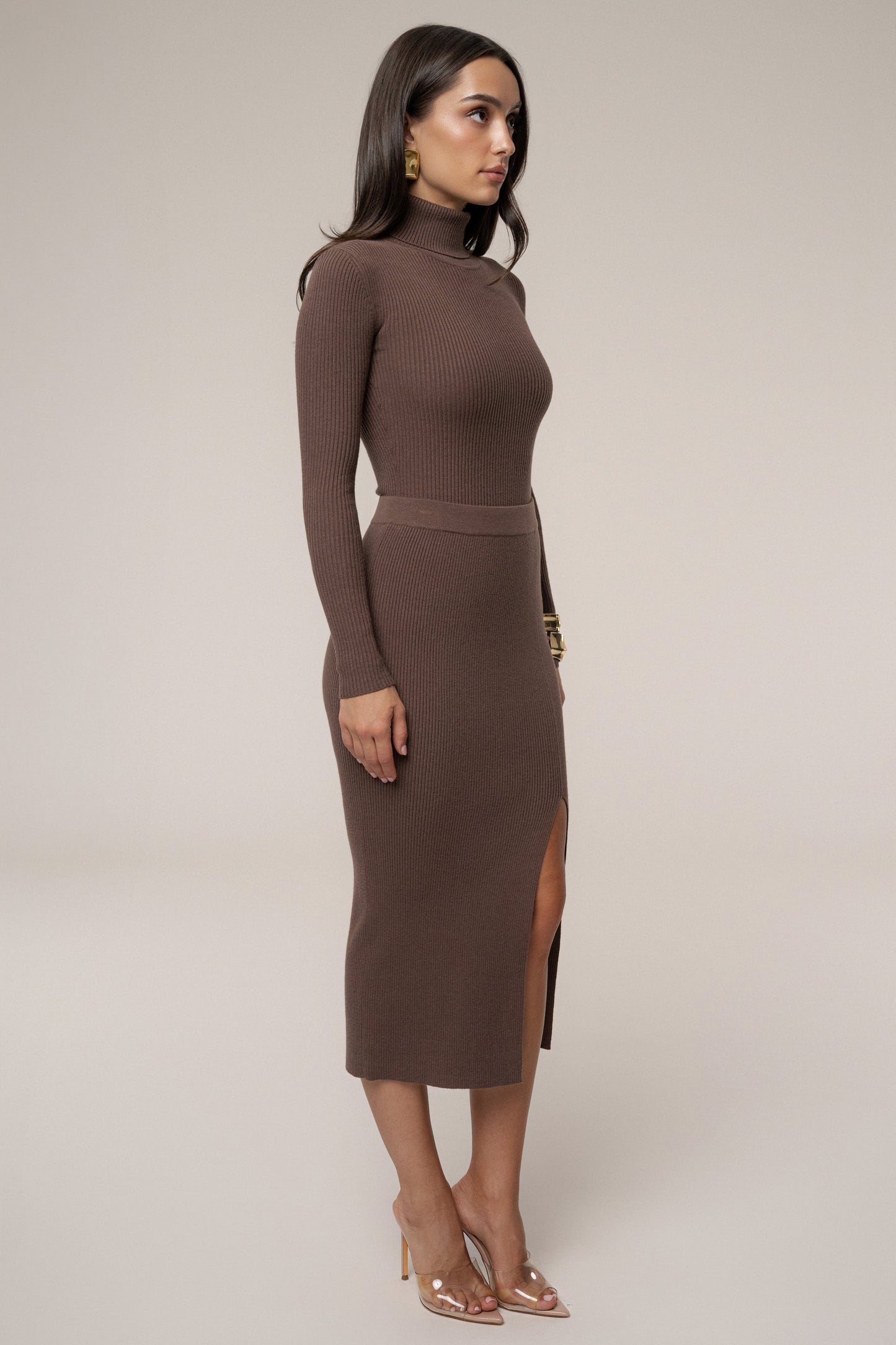 Chocolate Cardinal Essential Knit Skirt JLUXLABEL