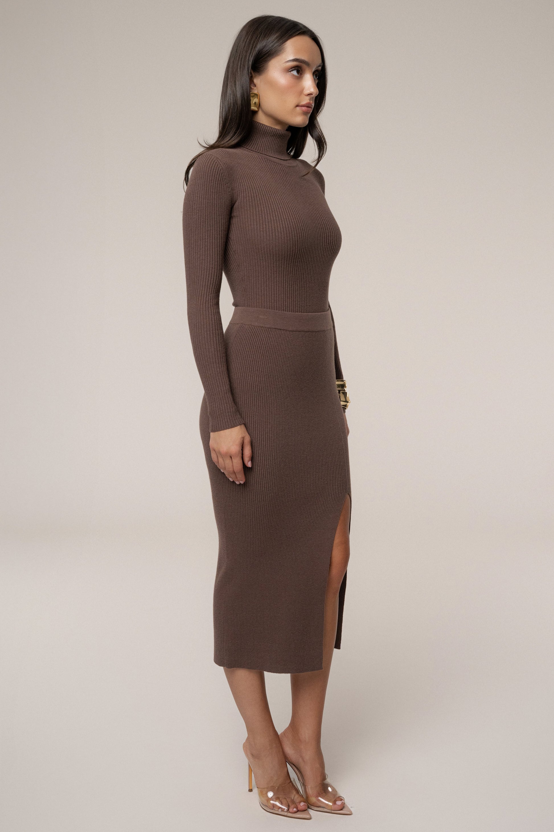 Chocolate Cardinal Essential Knit Skirt JLUXLABEL