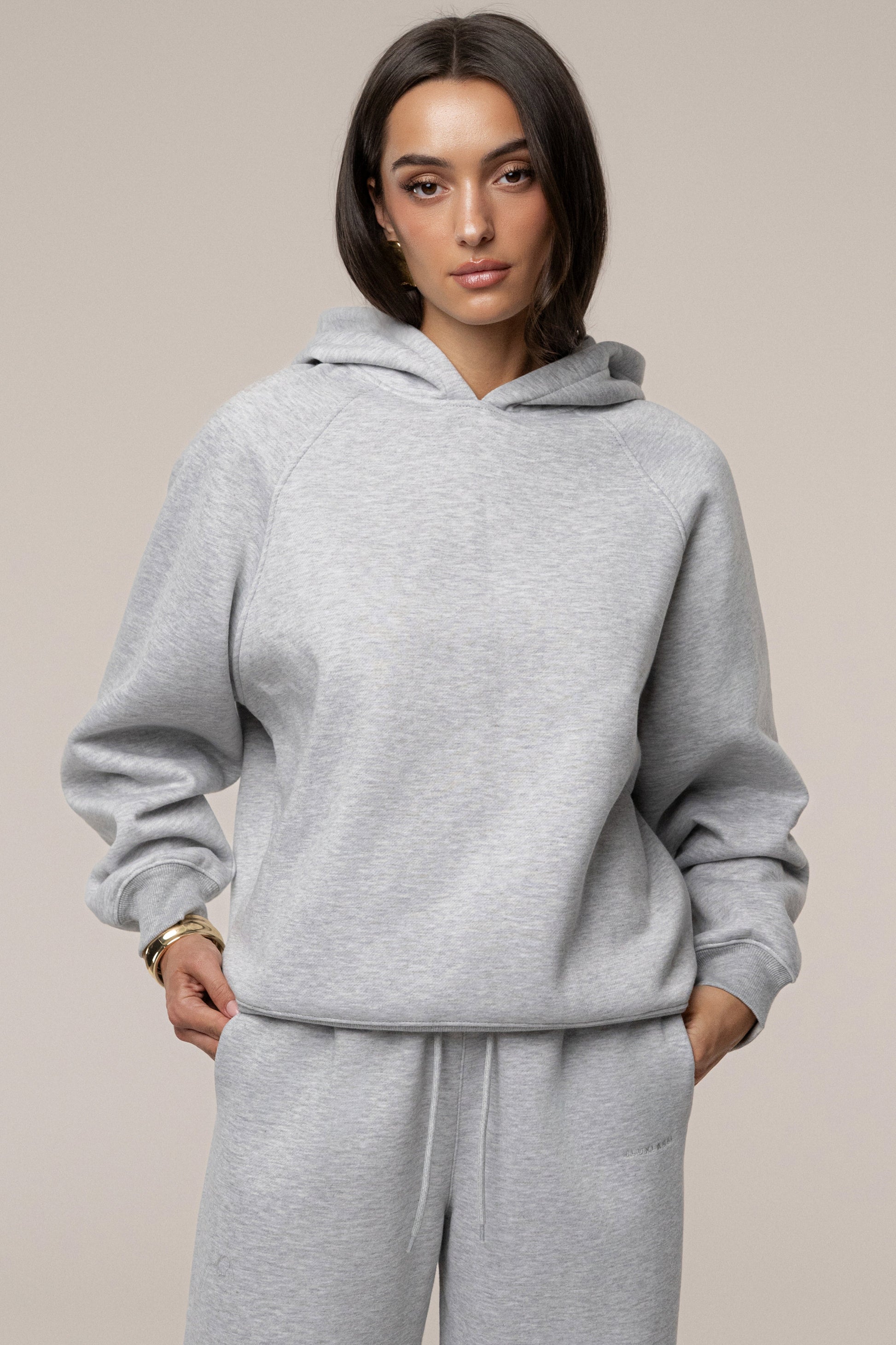Heather Grey JLUXLABEL Logo Pullover Hoodie JLUXLABEL