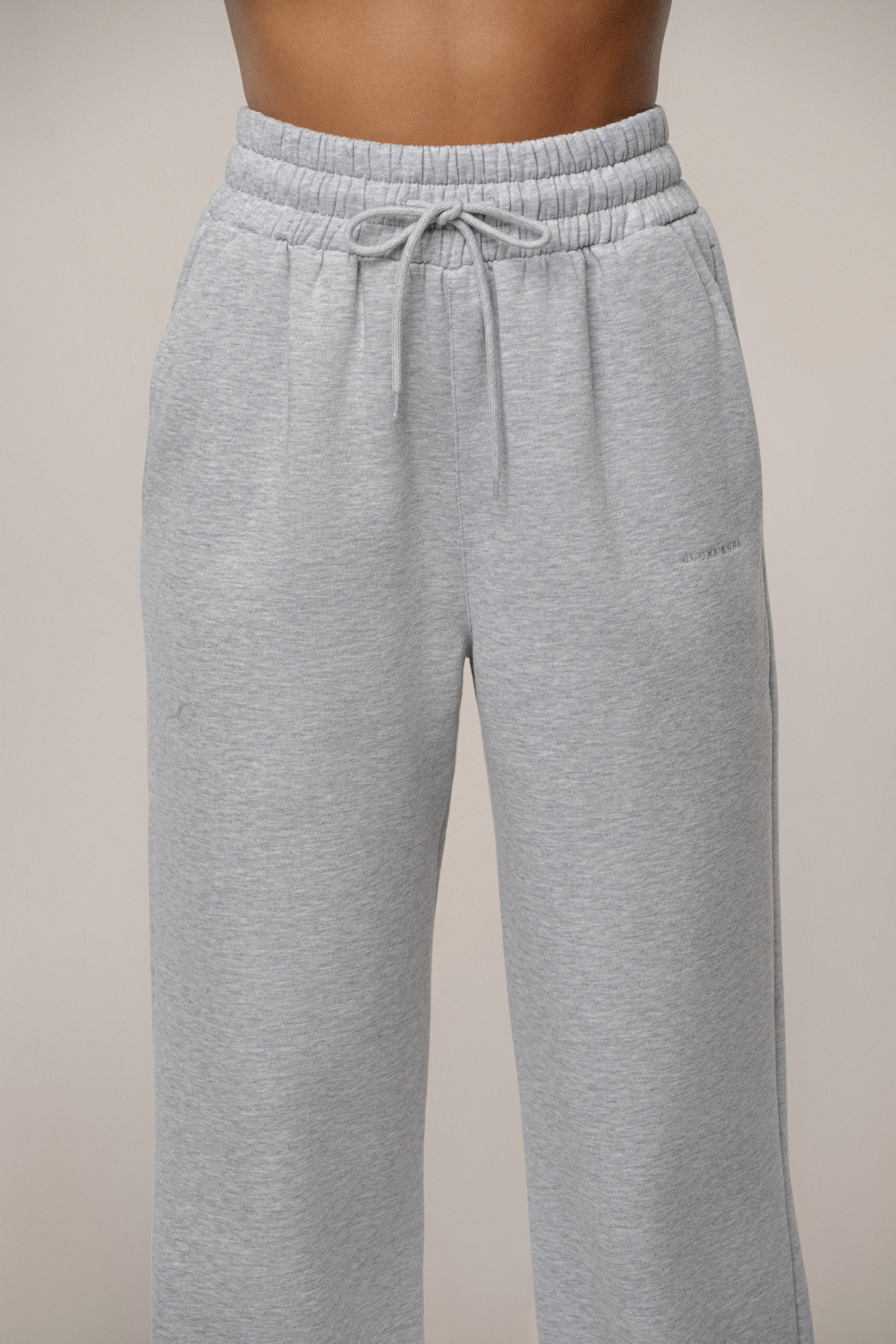 Heather Grey JLUXLABEL Logo Fleece Pants JLUXLABEL
