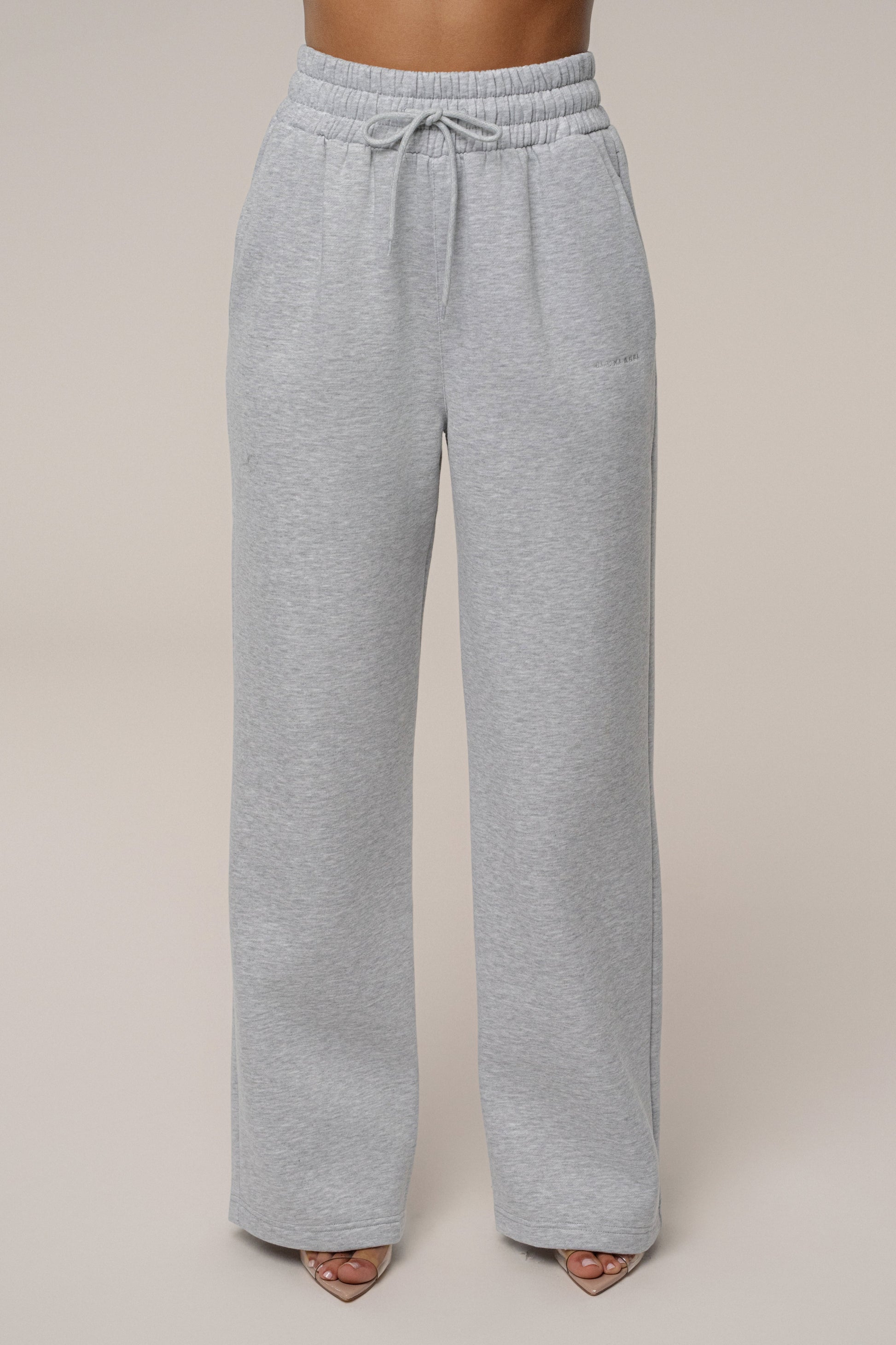 Heather Grey JLUXLABEL Logo Fleece Pants JLUXLABEL