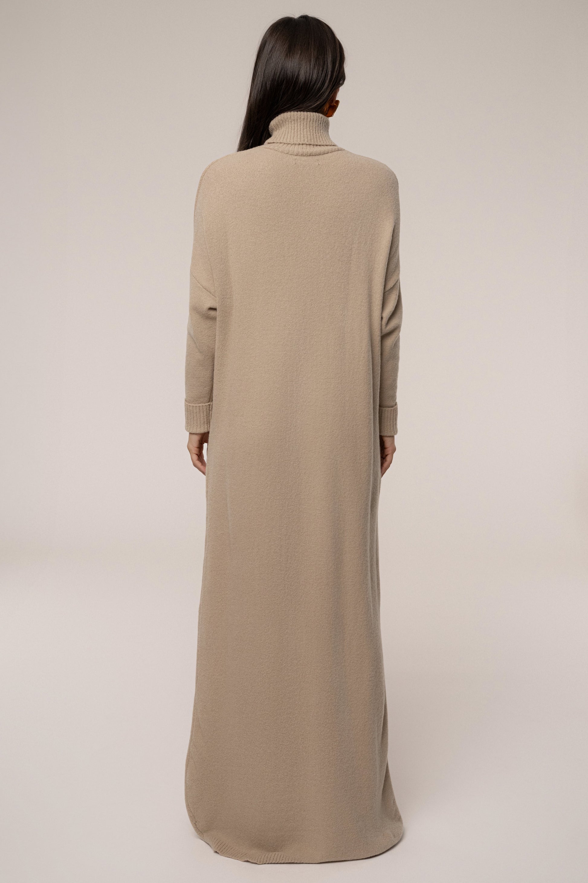 Beige Hartley Knit Maxi Dress JLUXLABEL