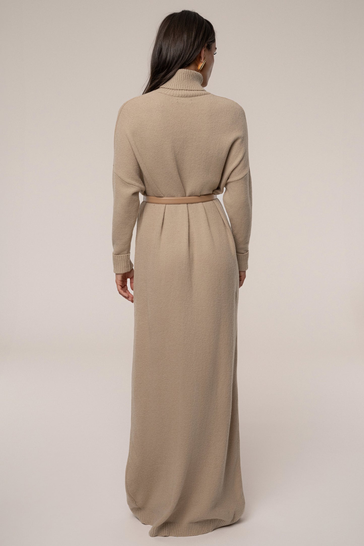 Beige Hartley Knit Maxi Dress JLUXLABEL