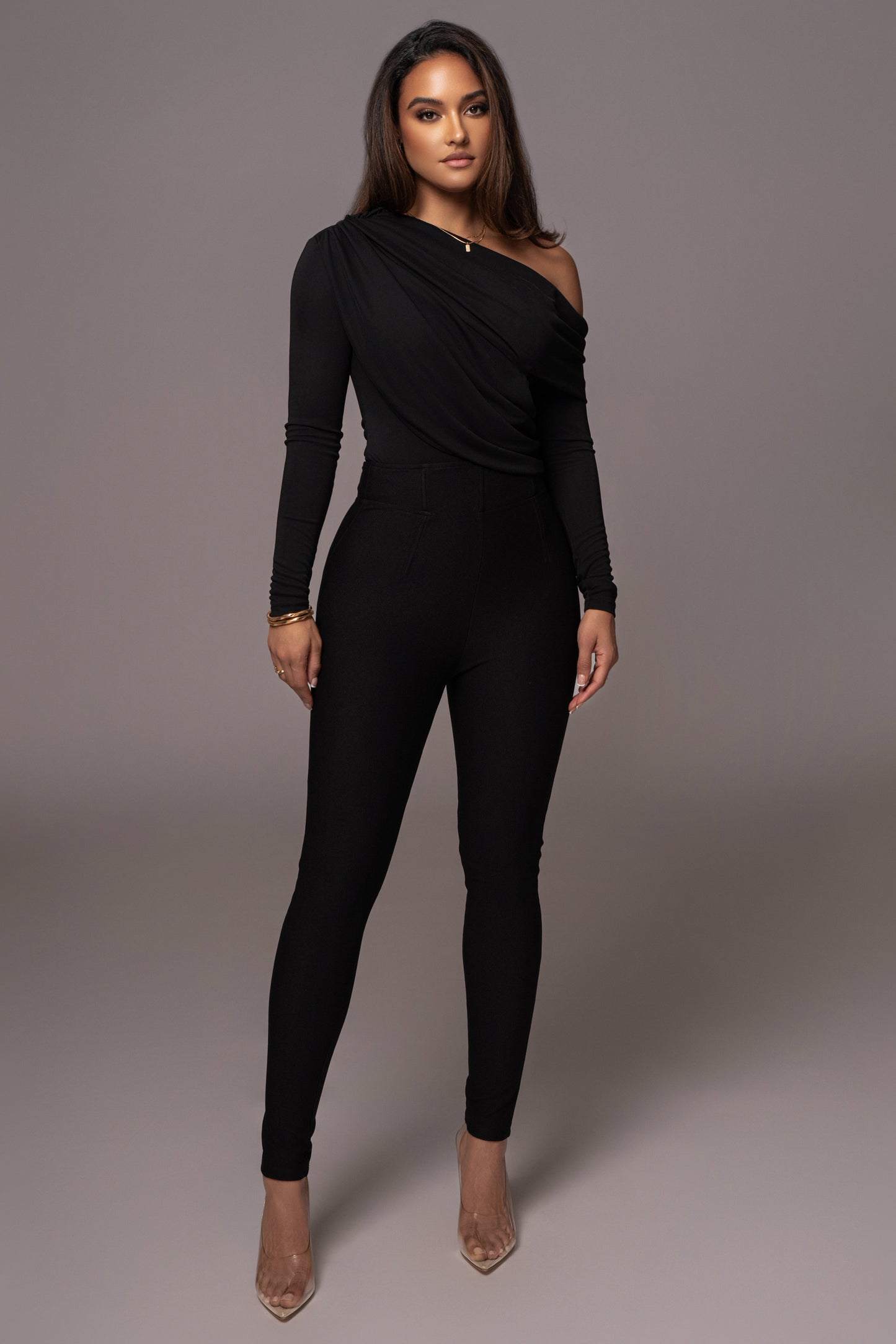 Black Ultra High Neck Bodysuit JLUXLABEL