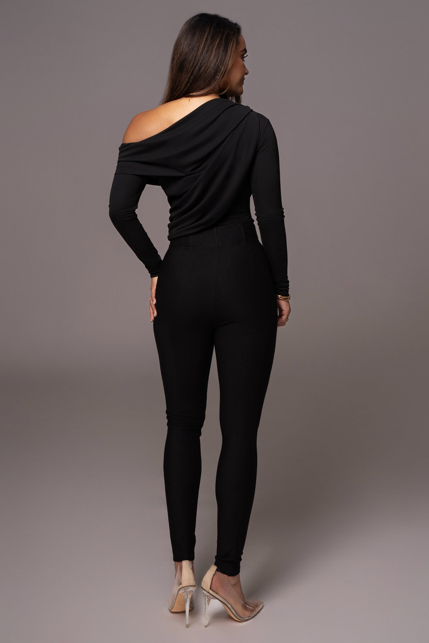 Black Ultra High Neck Bodysuit JLUXLABEL