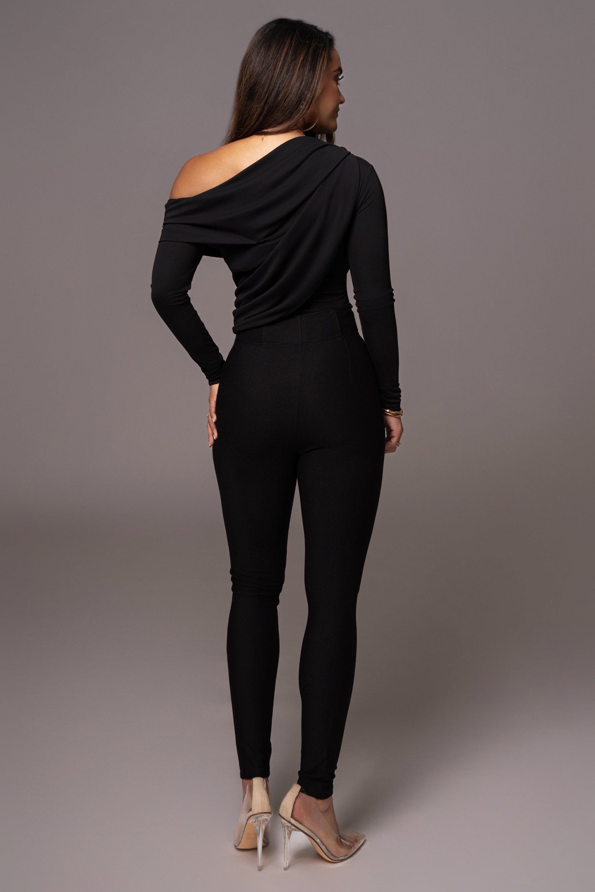 Black Ultra High Neck Bodysuit JLUXLABEL