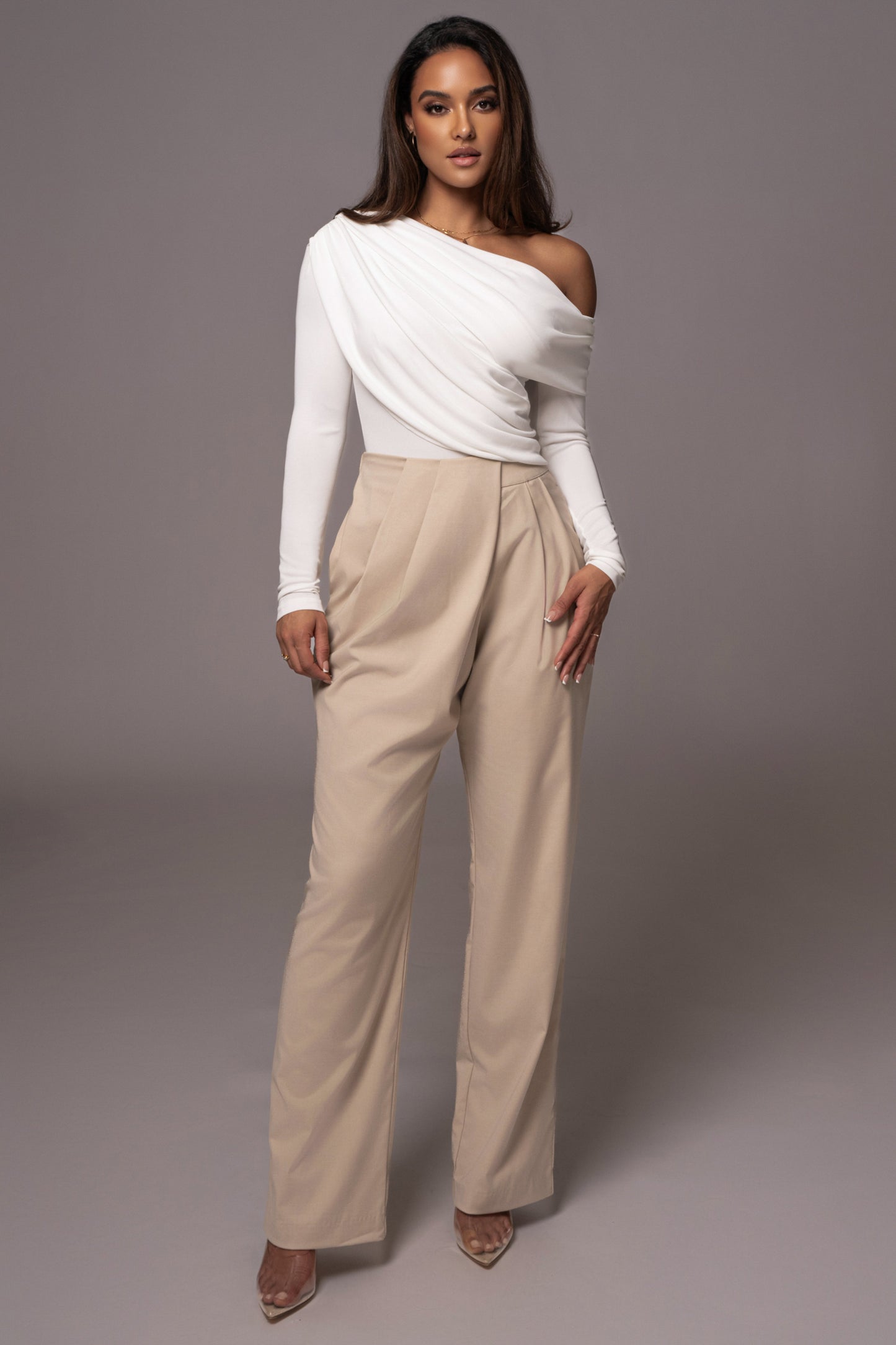 White Ultra High Neck Bodysuit JLUXLABEL