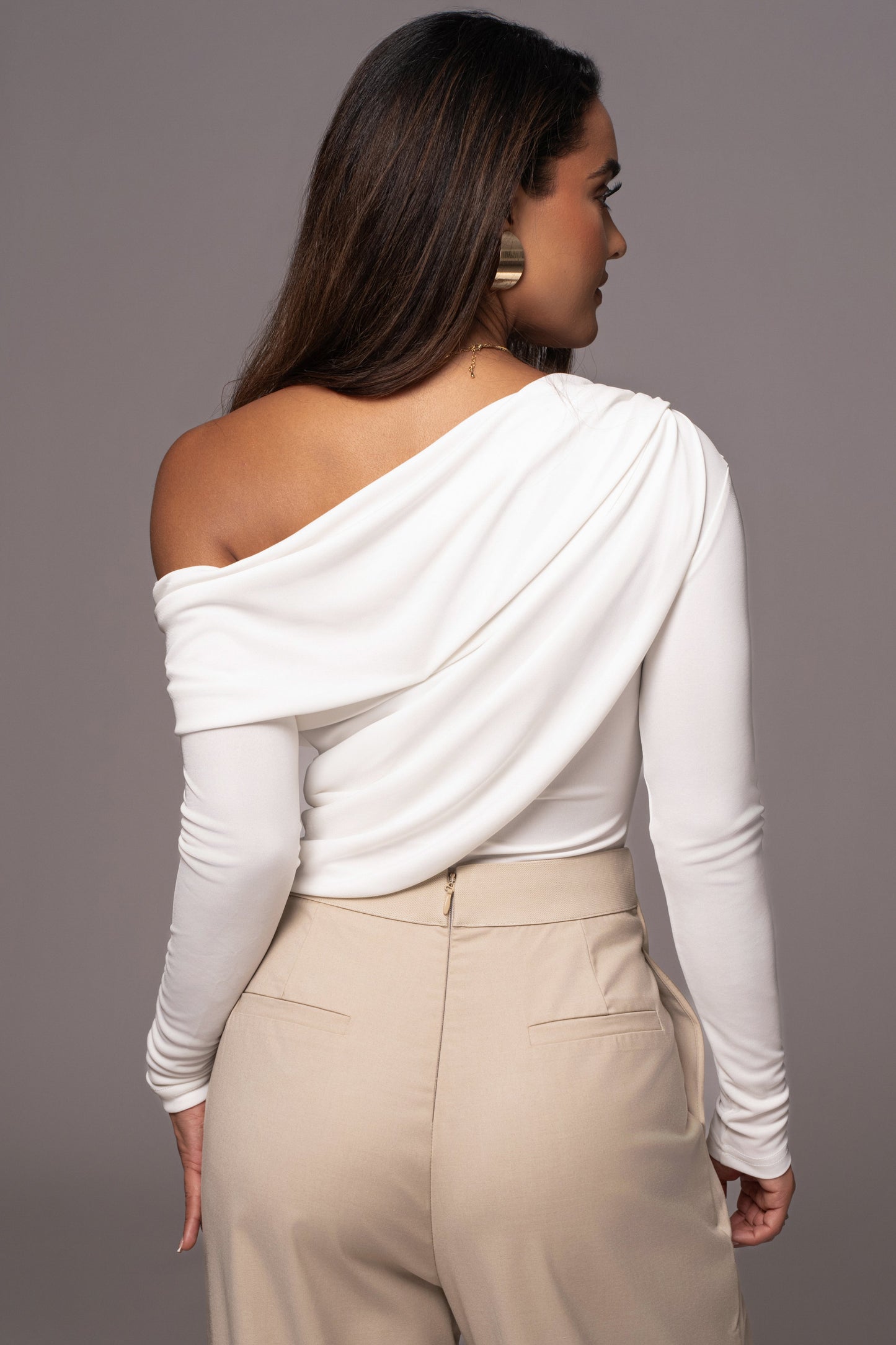 White Ultra High Neck Bodysuit JLUXLABEL