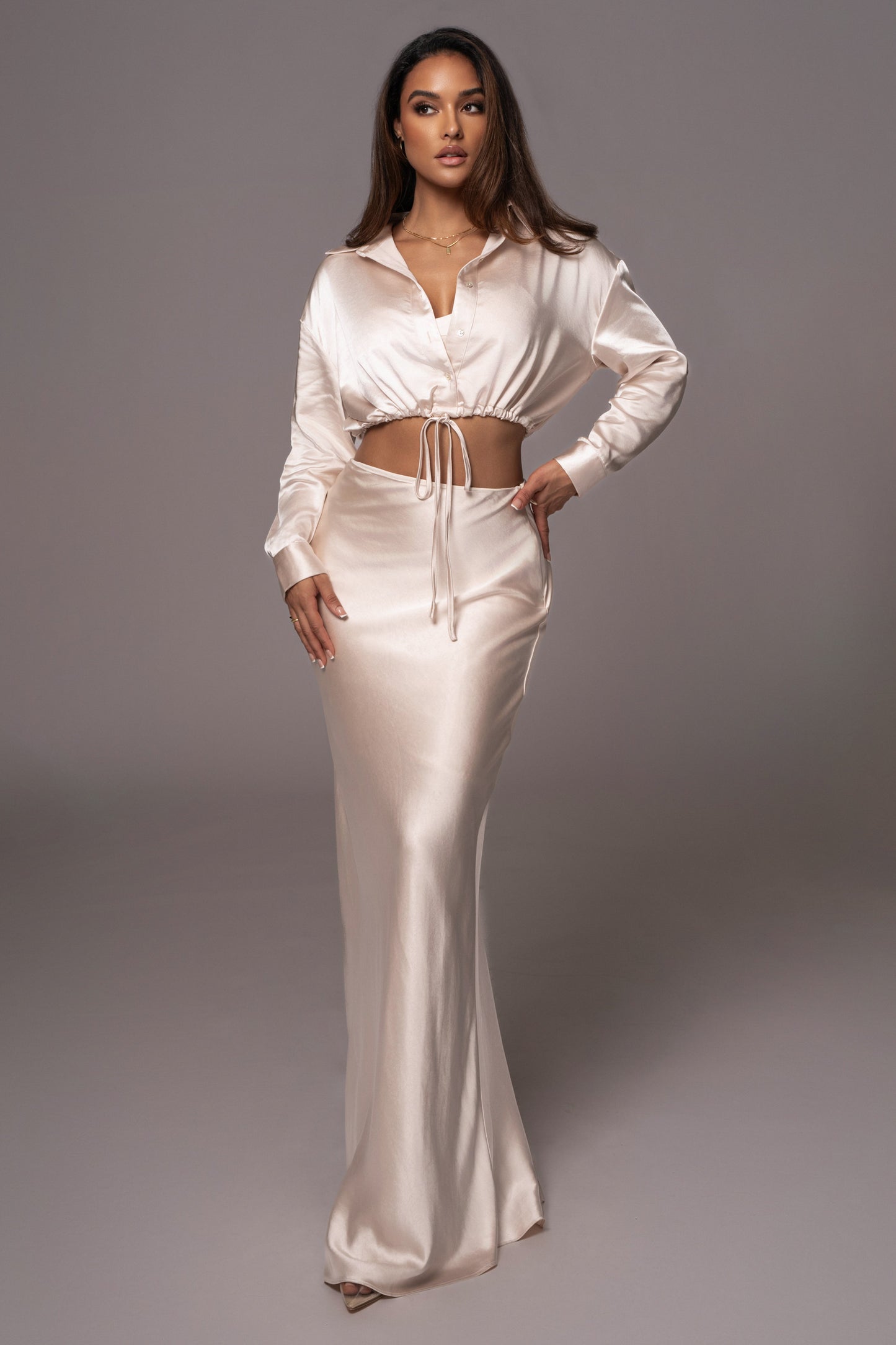 Champagne Kiah Button Up Top JLUXLABEL