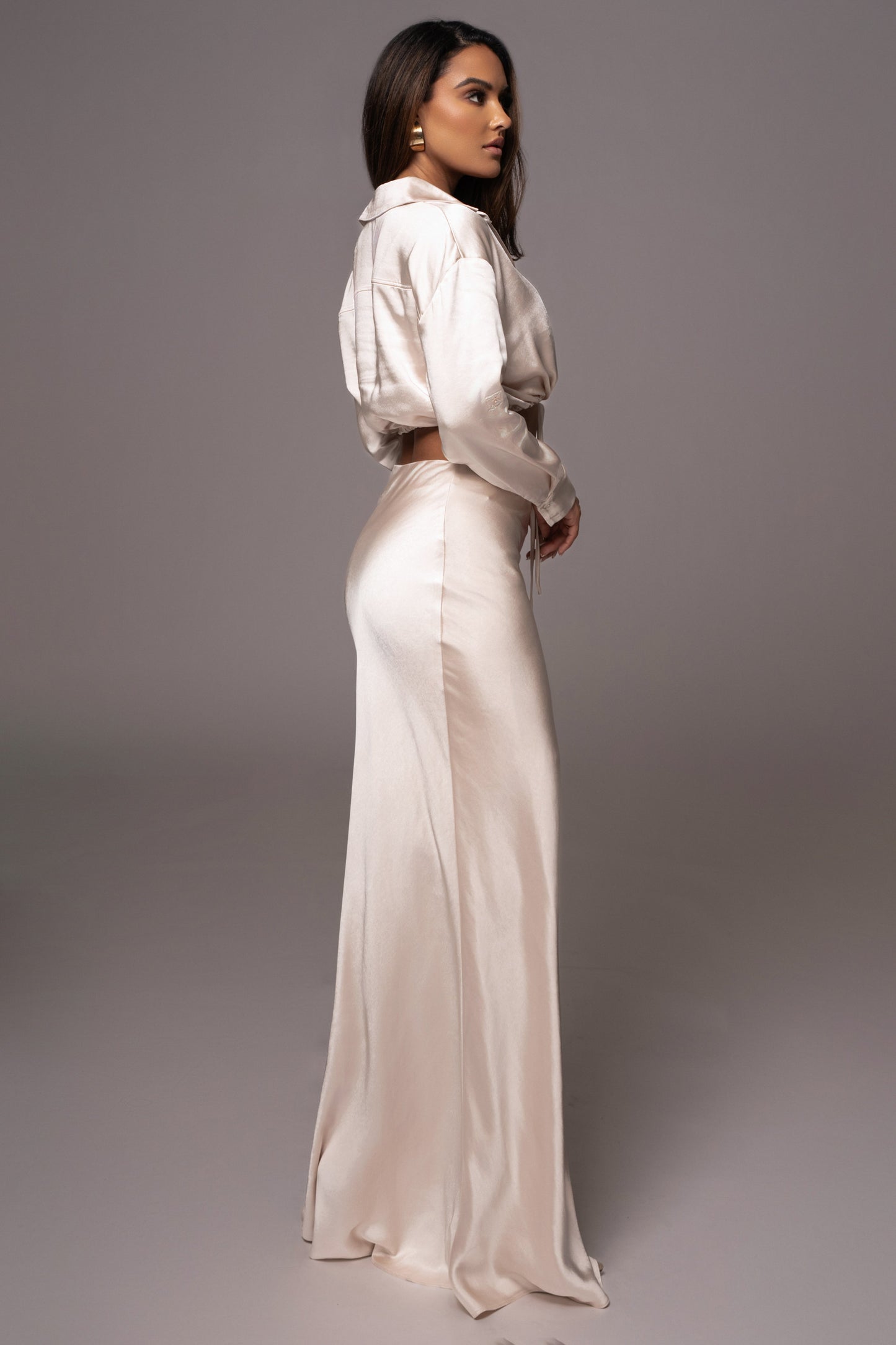 Champagne Kiah Button Up Top JLUXLABEL