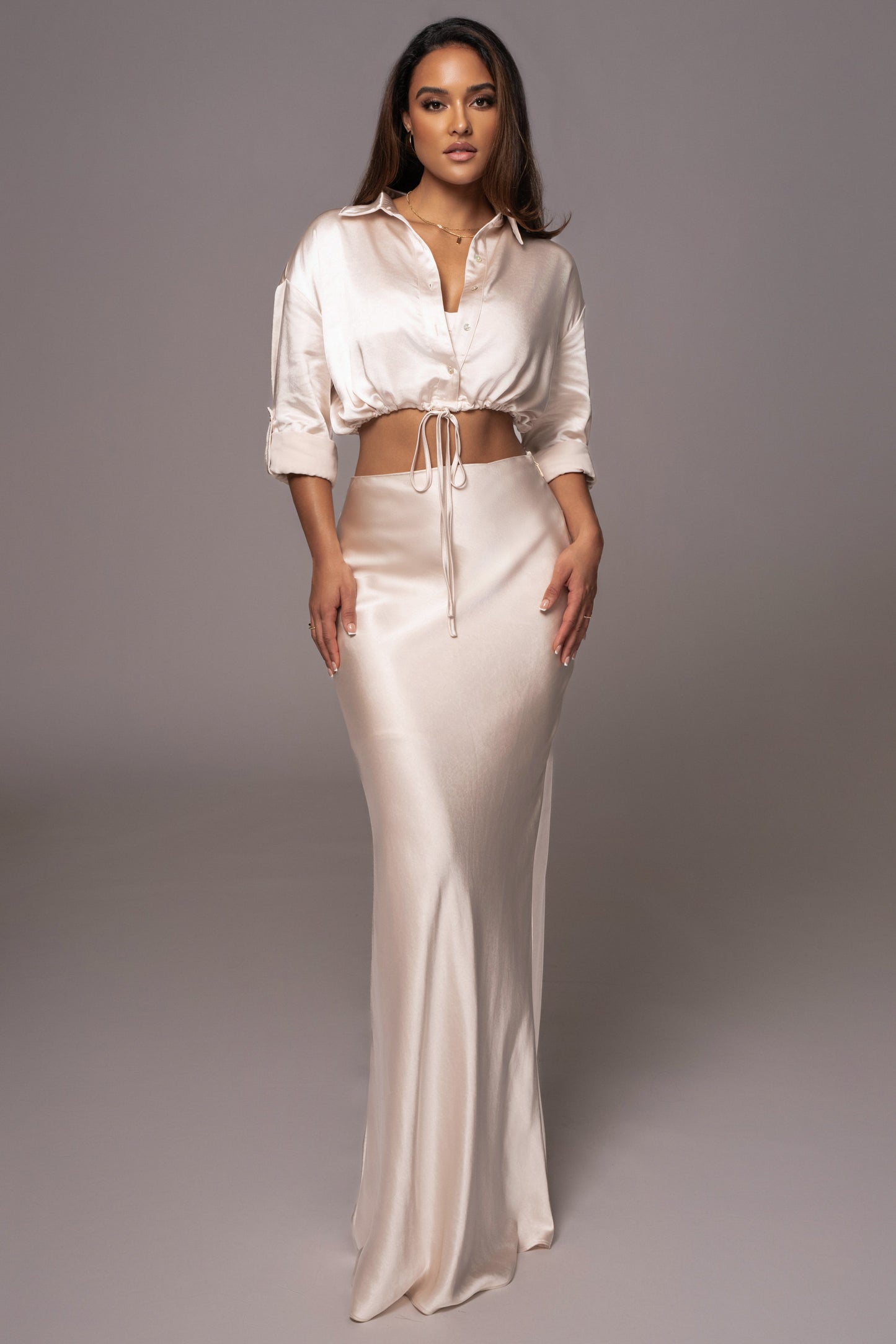 Champagne Kiah Button Up Top JLUXLABEL