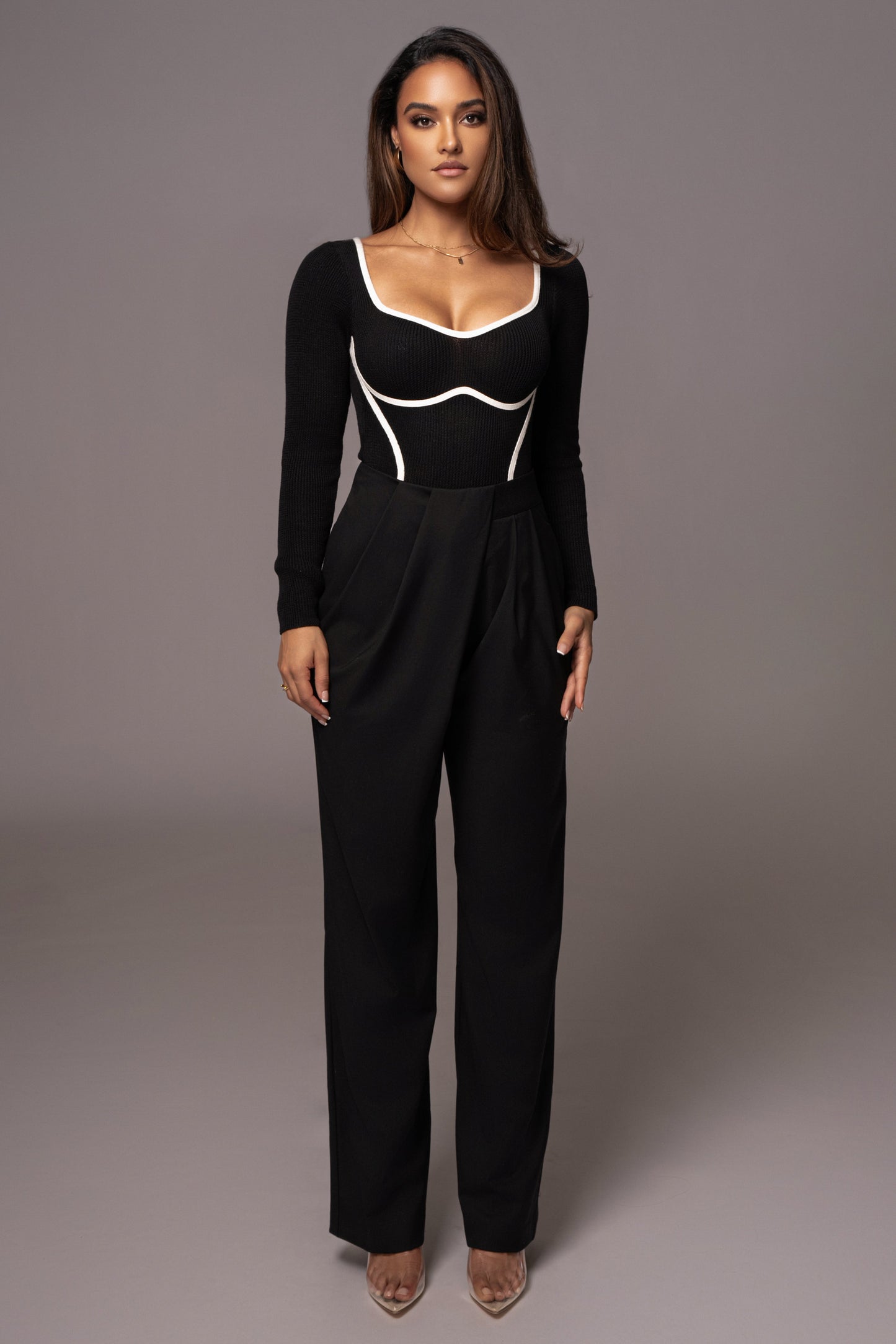 Black Asymmetrical Draped Trousers JLUXLABEL
