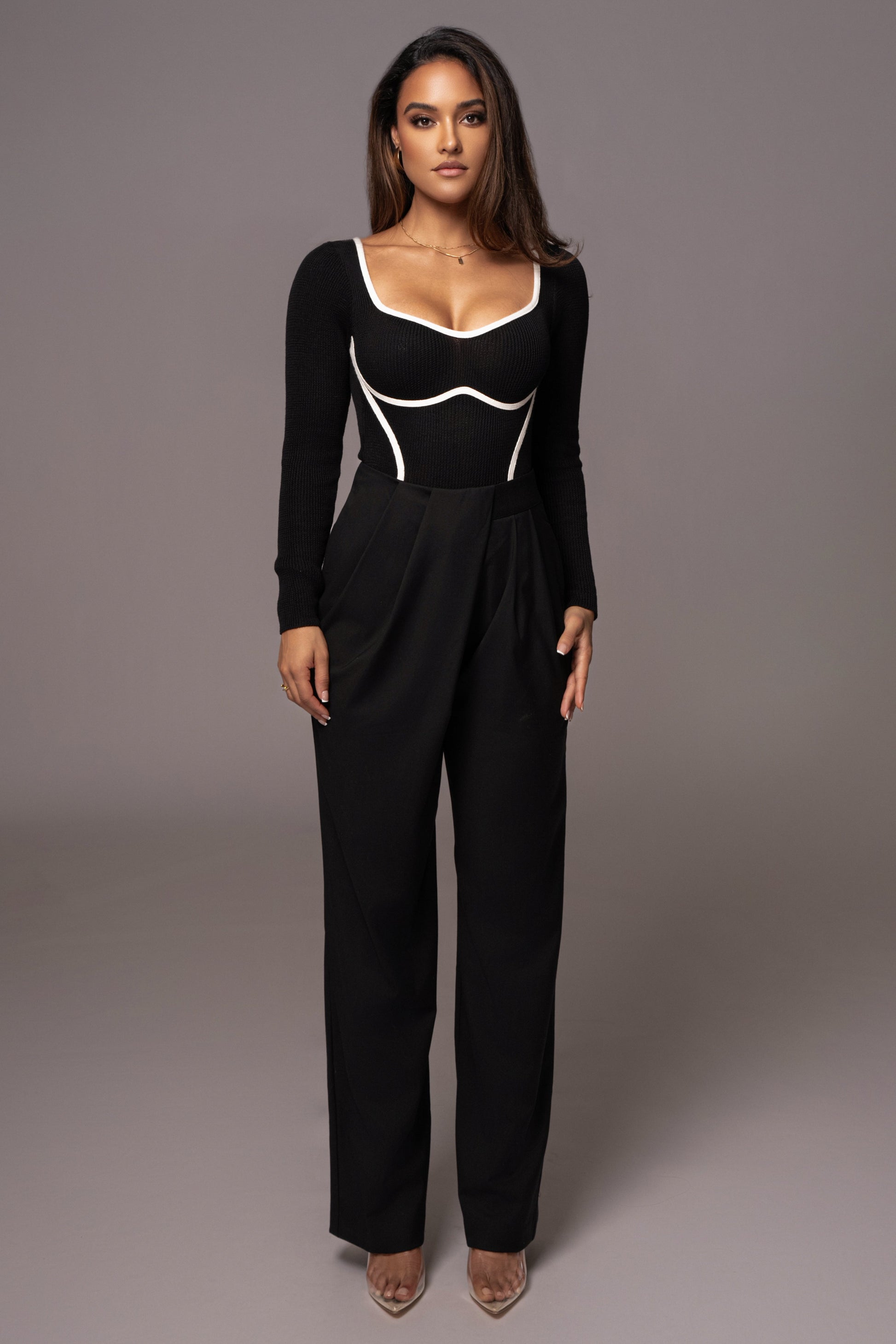 Black Asymmetrical Draped Trousers JLUXLABEL