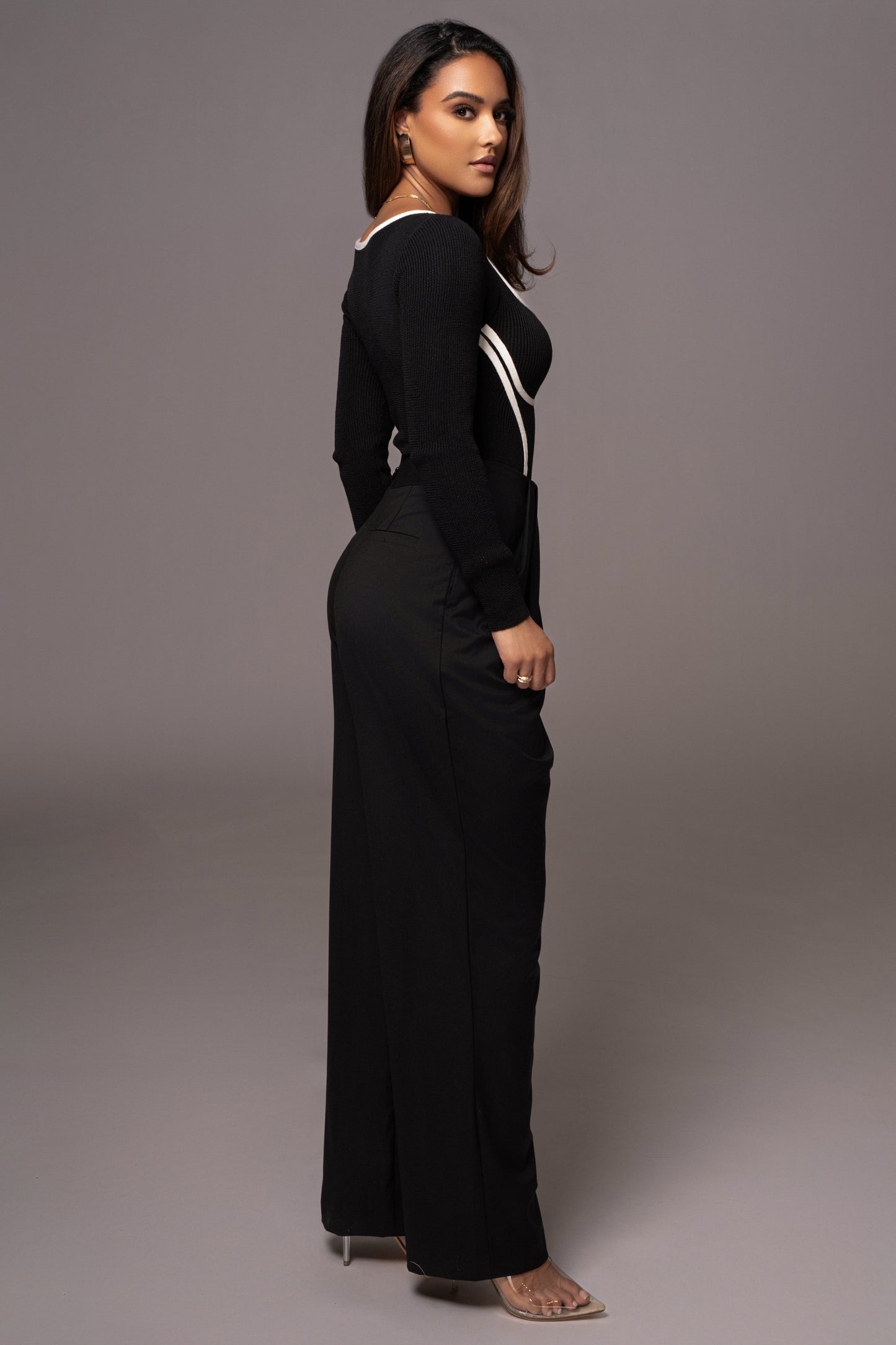 Black Asymmetrical Draped Trousers JLUXLABEL