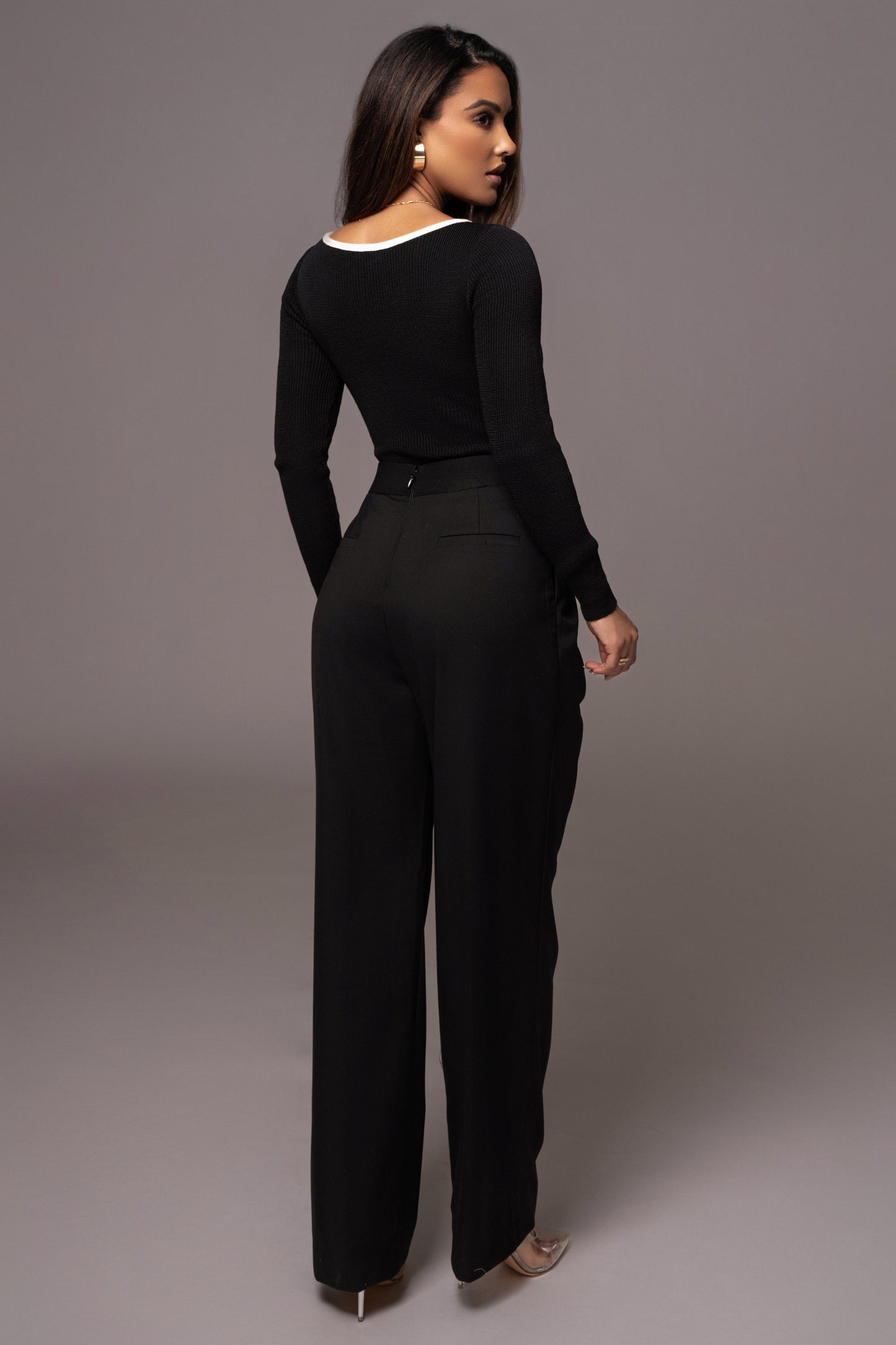 Black Asymmetrical Draped Trousers JLUXLABEL