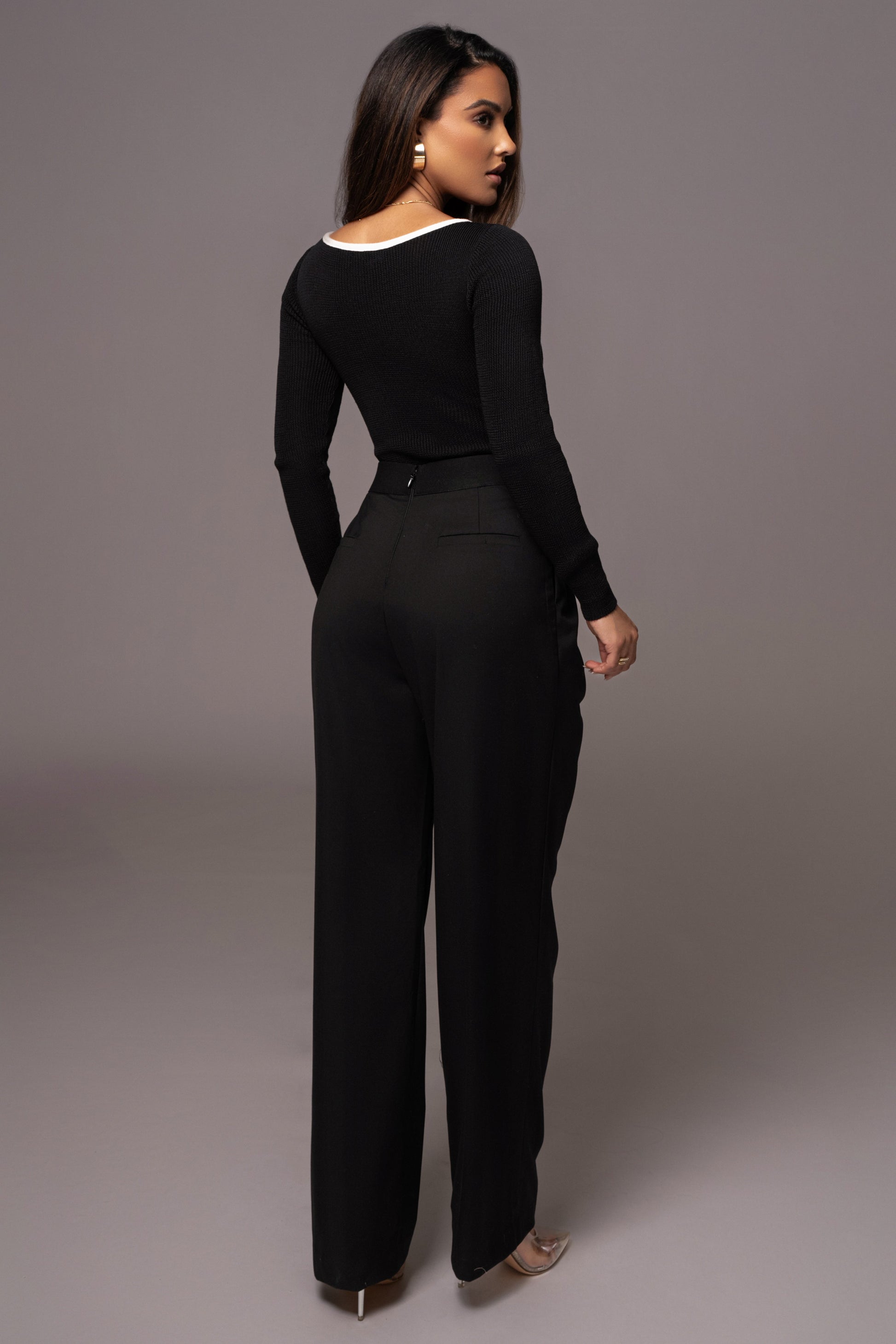 Black Asymmetrical Draped Trousers JLUXLABEL