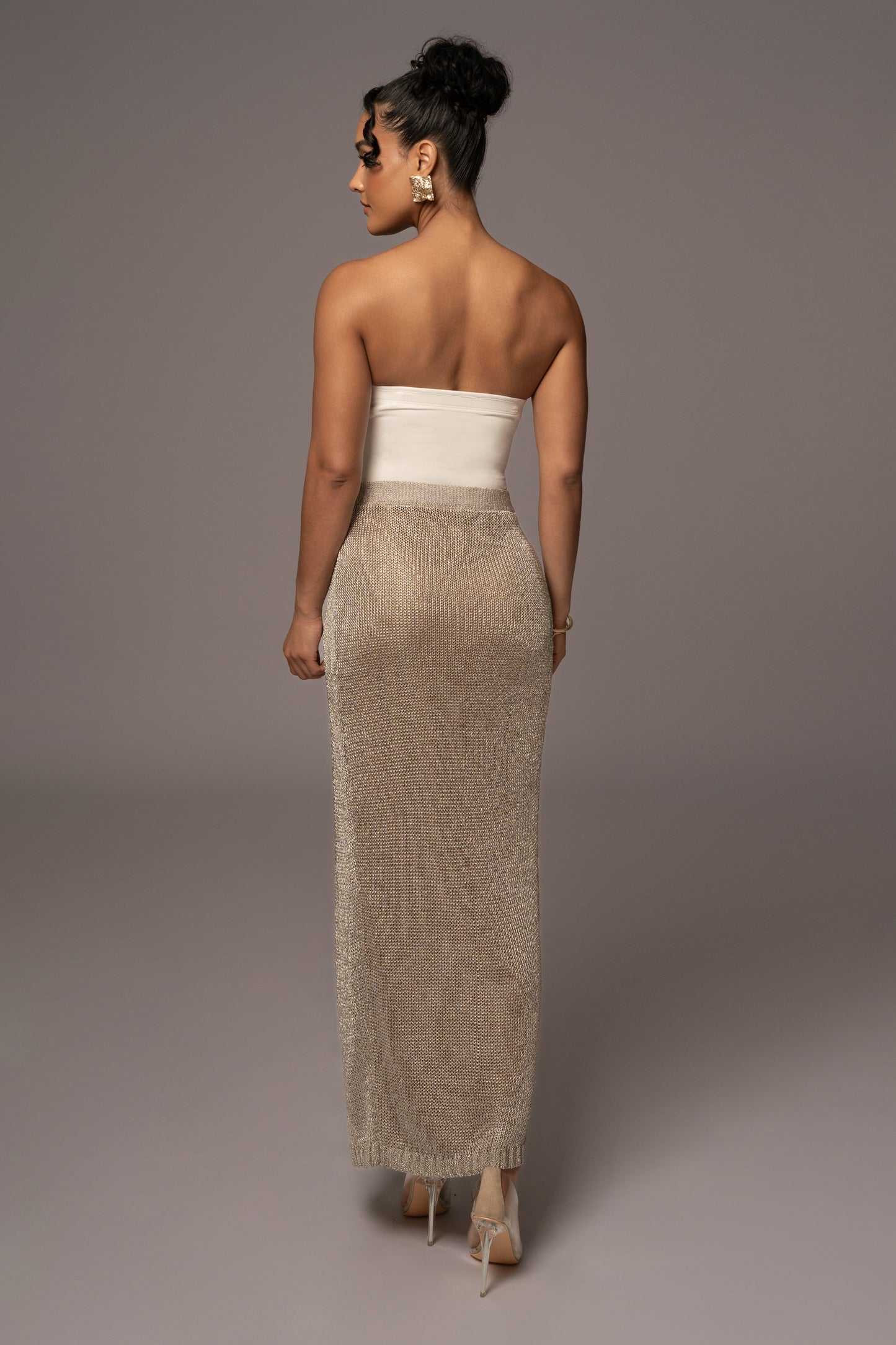 Silver Anais Maxi Slit Skirt JLUXLABEL