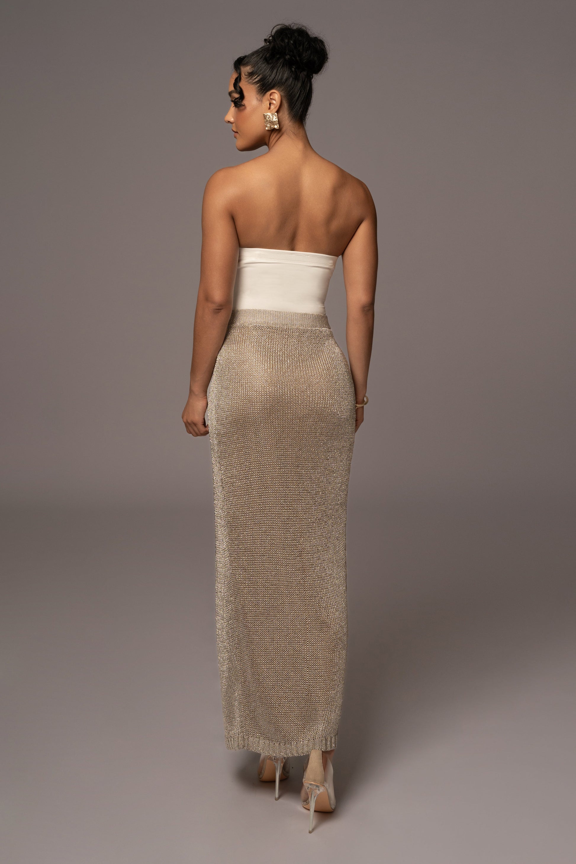 Silver Anais Maxi Slit Skirt JLUXLABEL