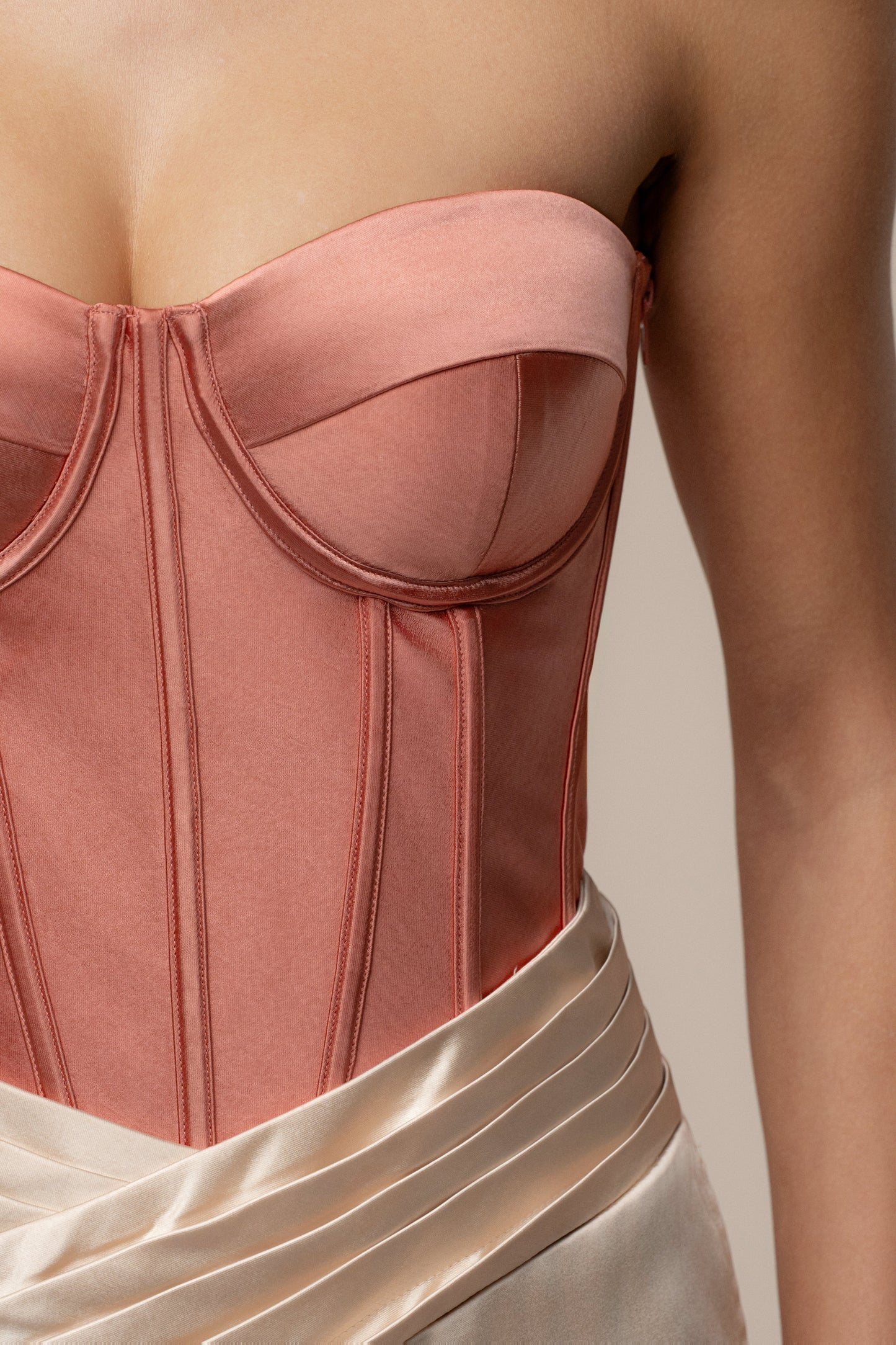 Salmon Adore Me Satin Corset JLUXLABEL