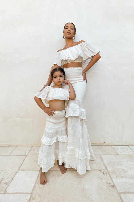 White Emily Ruffled Skirt Set NEWFASHIONEDGE