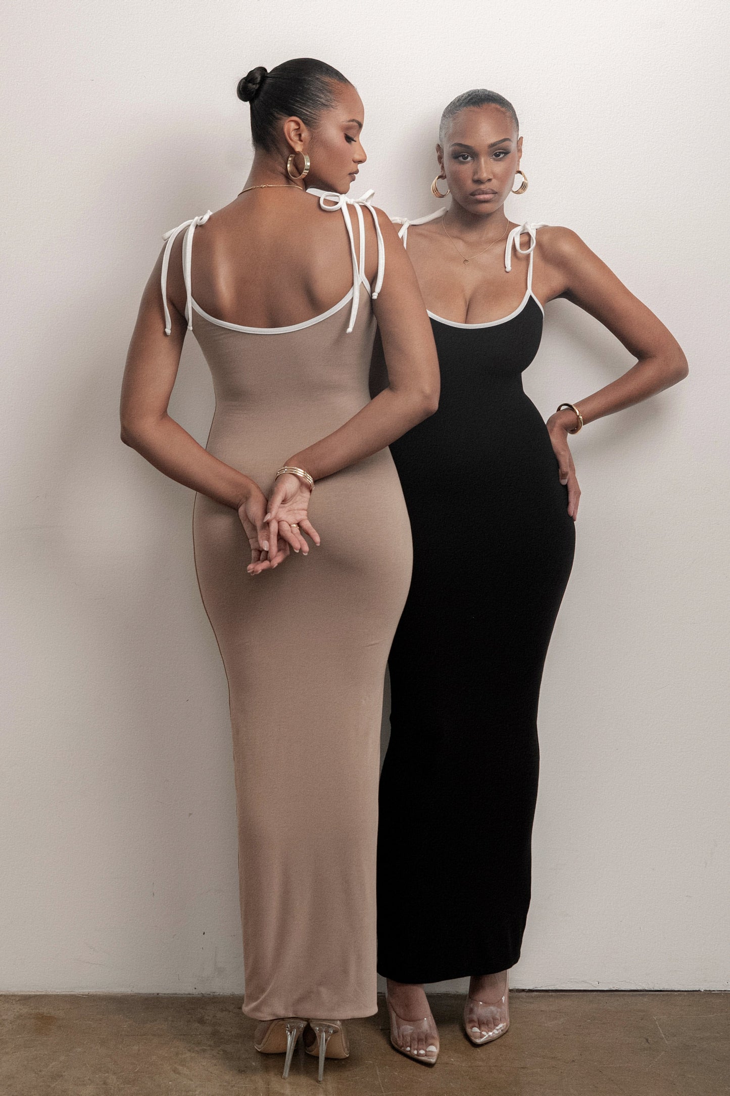 Black/Beige Shawna Reversible Maxi Dress JLUXLABEL