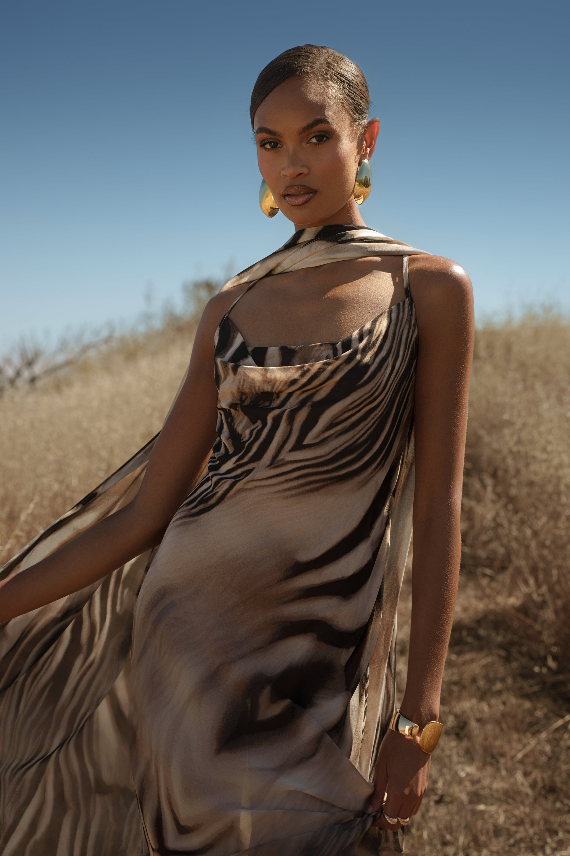 Brown Zebra Print Infinite Journey Maxi Dress JLUXLABEL