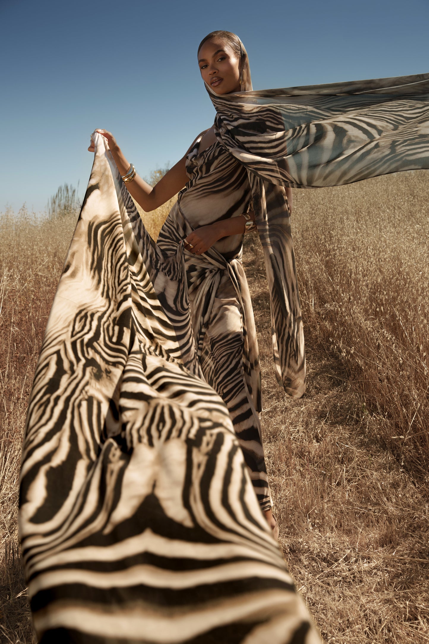 Brown Zebra Print Shadow Safari Scarf JLUXLABEL