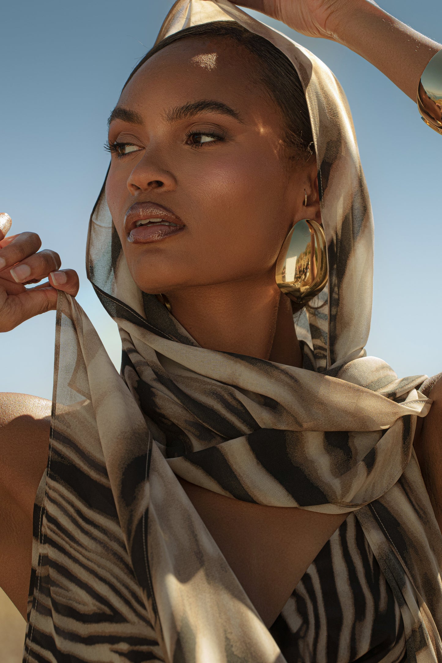 Brown Zebra Print Shadow Safari Scarf JLUXLABEL