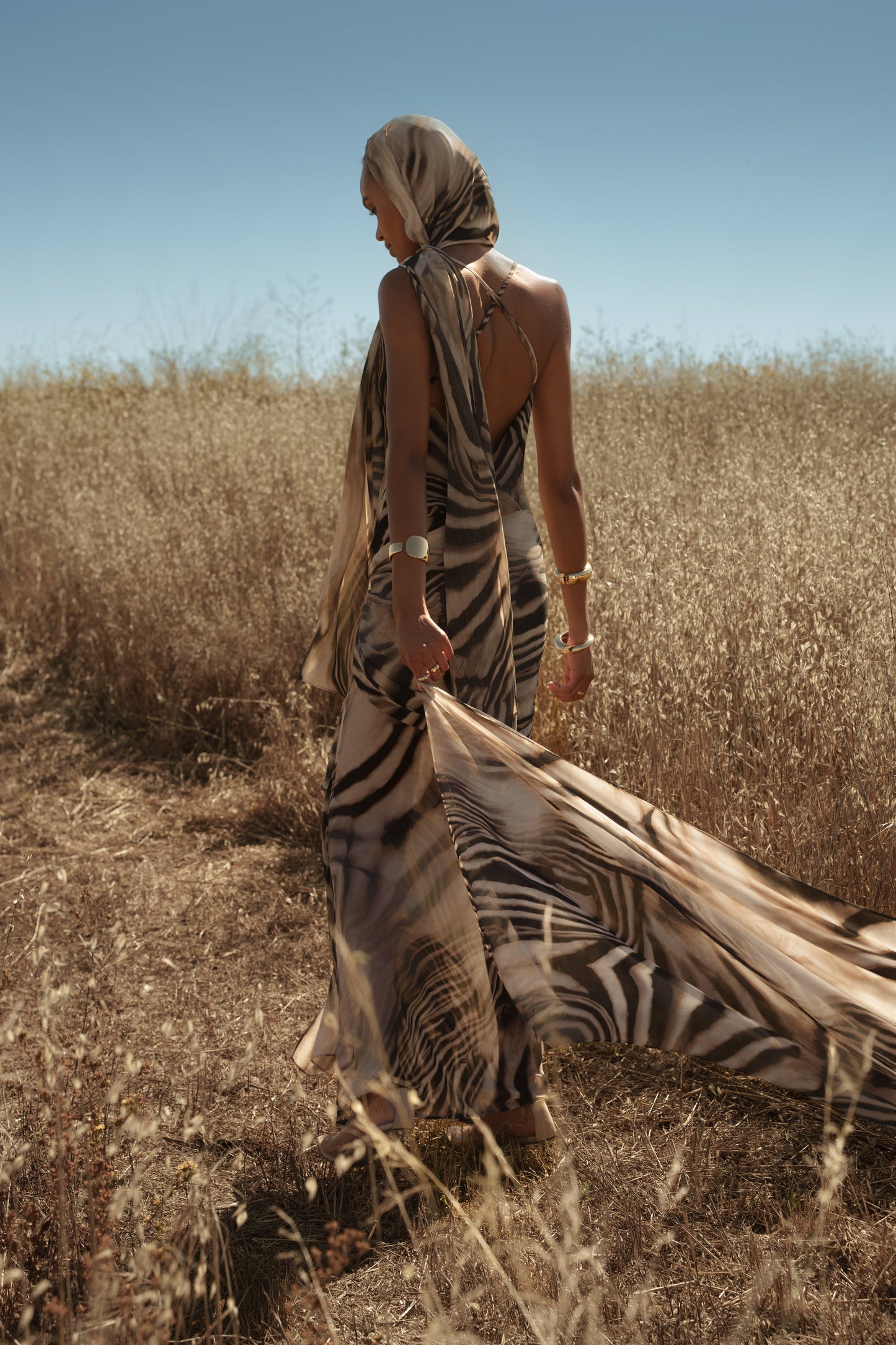 Brown Zebra Print Shadow Safari Scarf JLUXLABEL