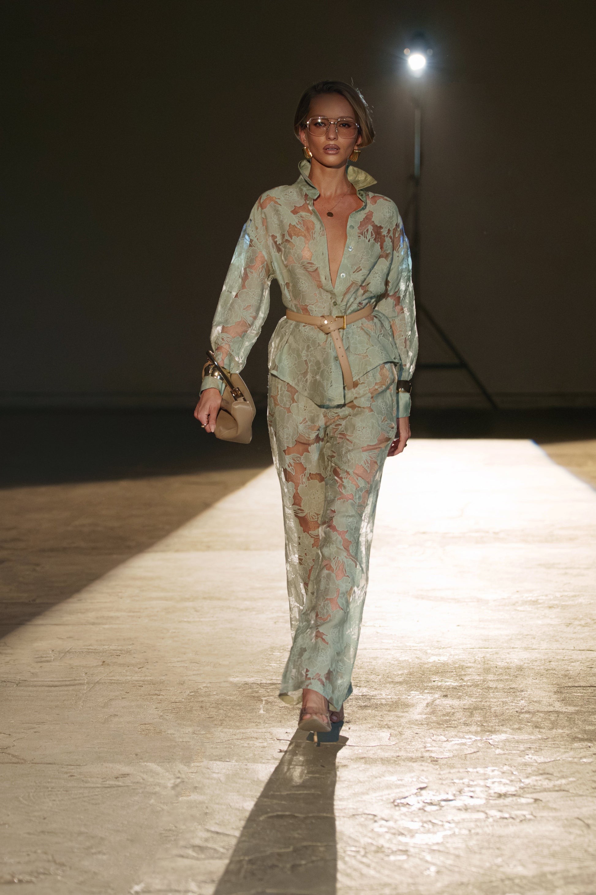 PRE-ORDER Sage Organza Floral Blouse NEWFASHIONEDGE